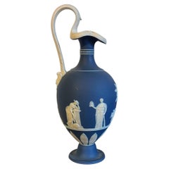 Antique 19th Century Wedgwood Dark Blue Jasperware Oinoche Vase, Urn or Ewer
