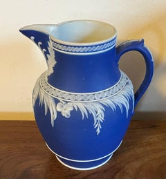 Antique 19th Century Wedgwood Dark Blue Jasperware Pitcher Circa 1863