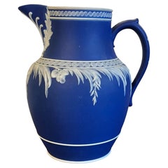 Antique 19th Century Wedgwood Dark Blue Jasperware Pitcher Circa 1863