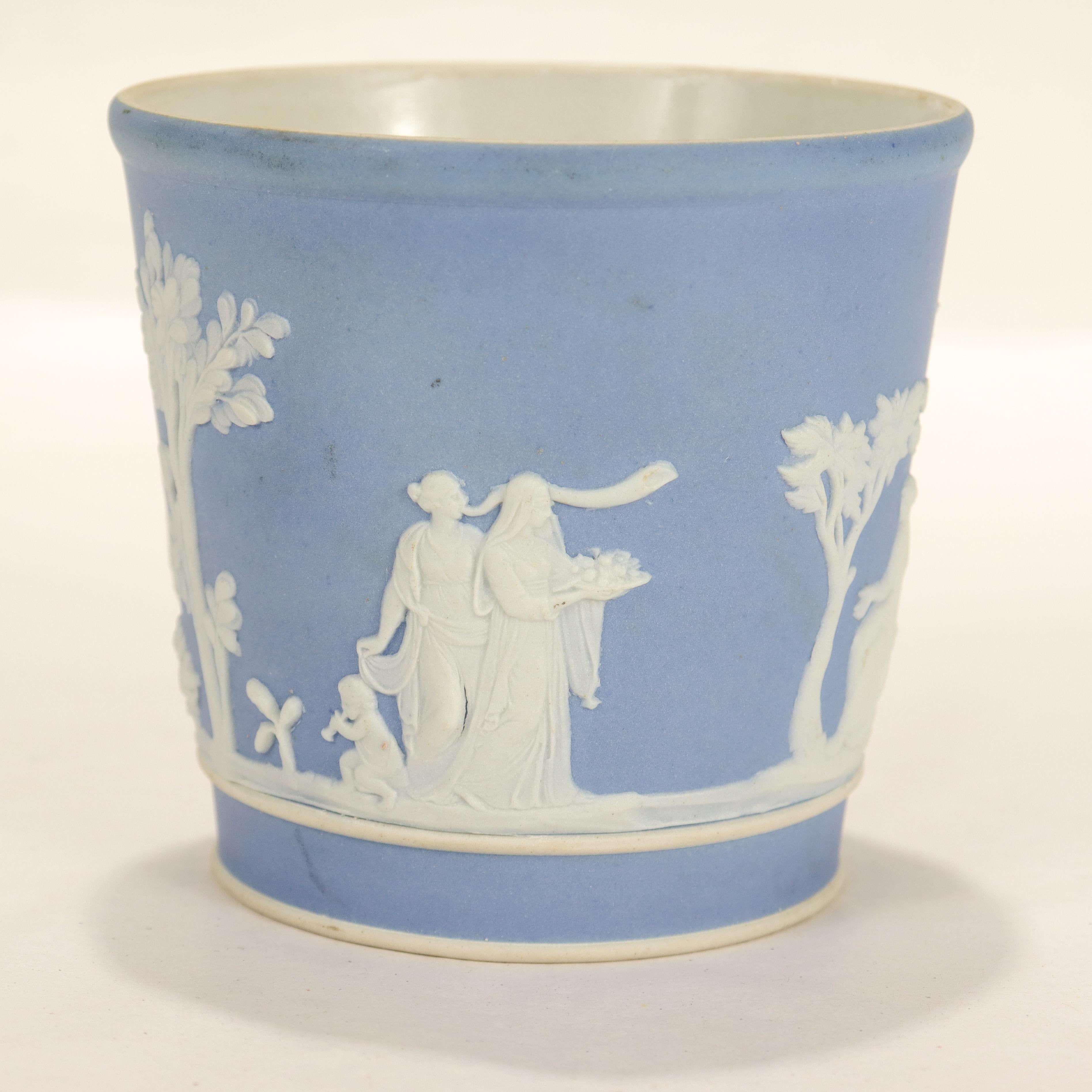 Neoclassical Antique 19th Century Wedgwood Light Blue Jasperware Beaker or Tumbler For Sale