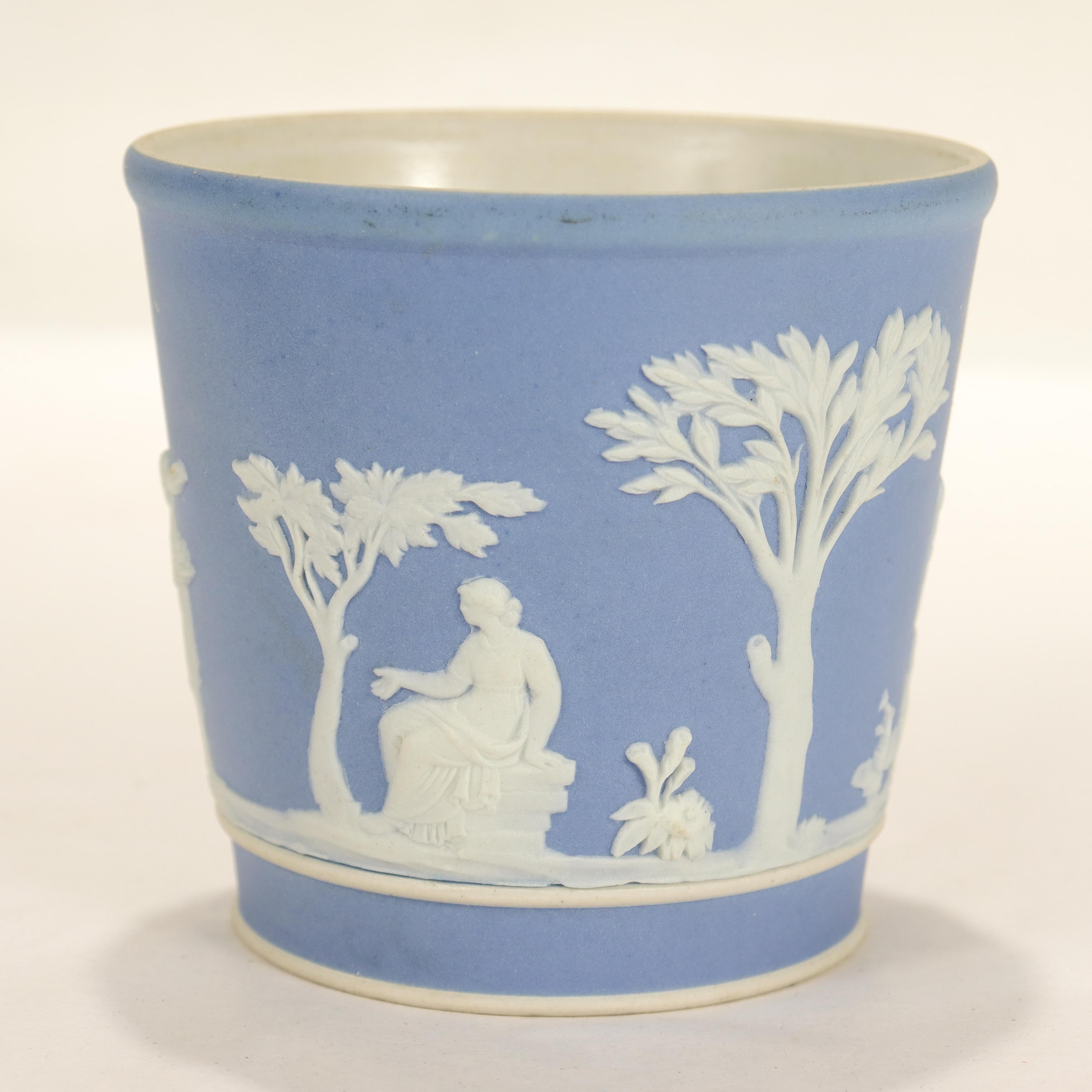 English Antique 19th Century Wedgwood Light Blue Jasperware Beaker or Tumbler For Sale