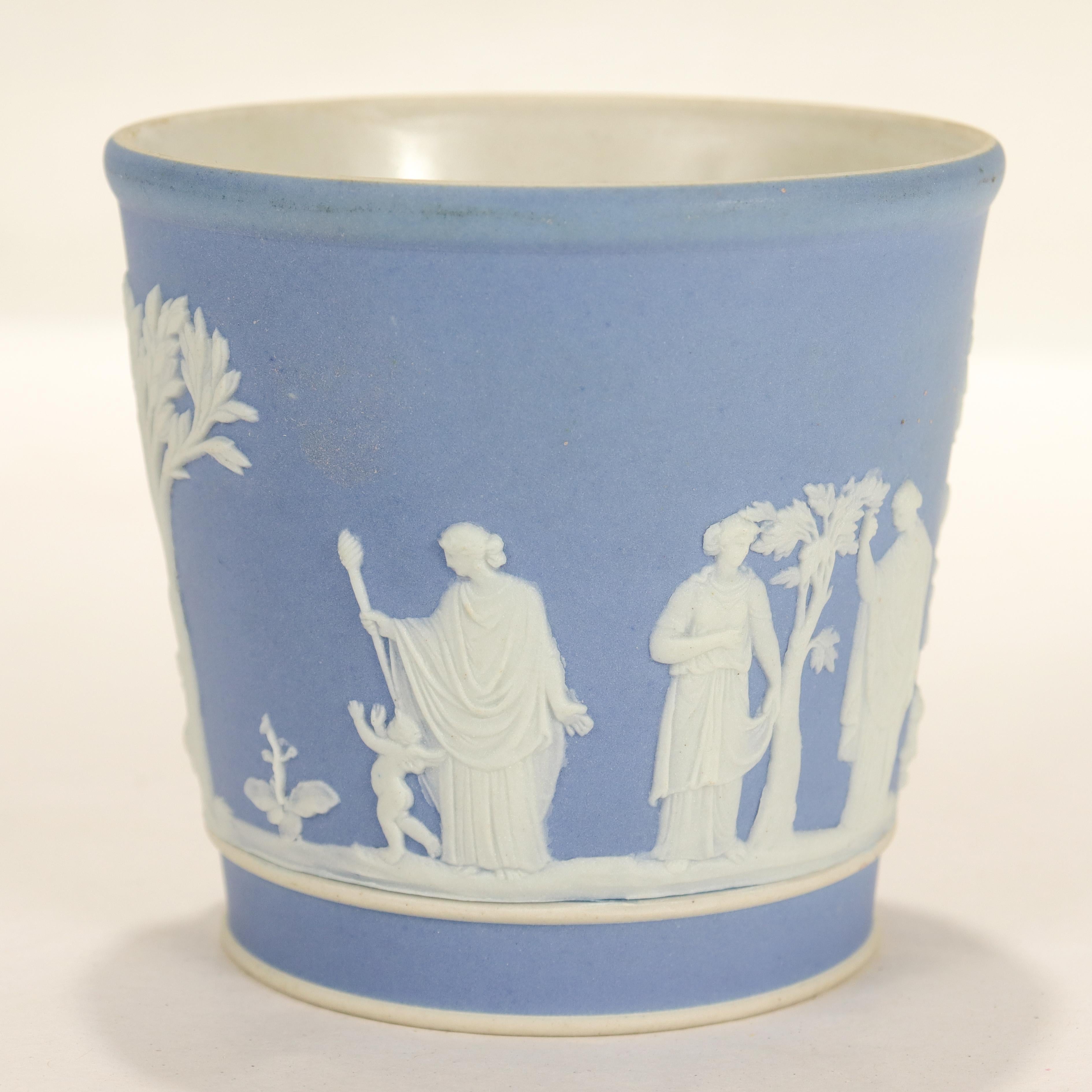 Porcelain Antique 19th Century Wedgwood Light Blue Jasperware Beaker or Tumbler For Sale