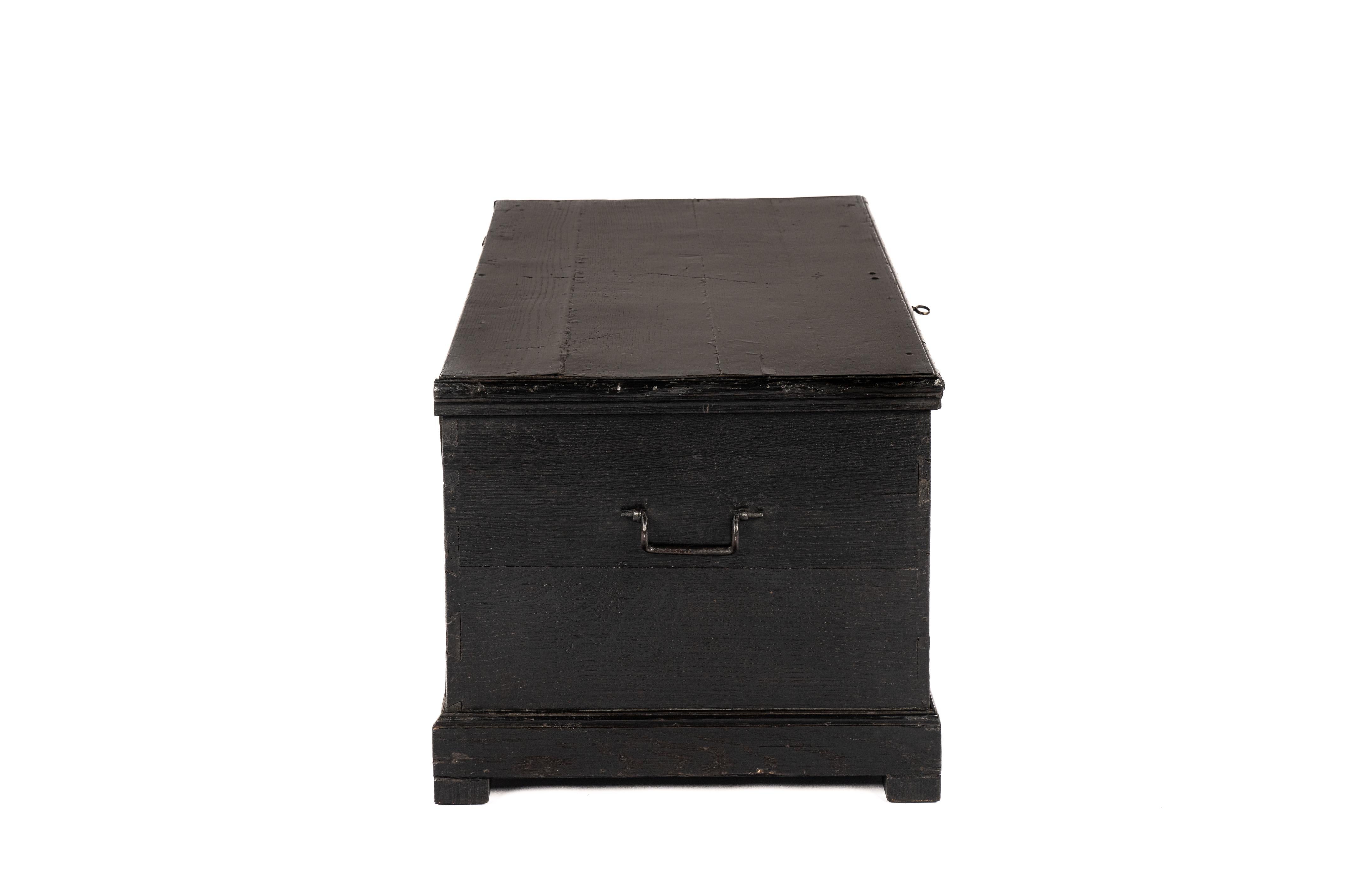 19th Century Antique 19th-century West German black oak blanket chest trunk or coffer For Sale