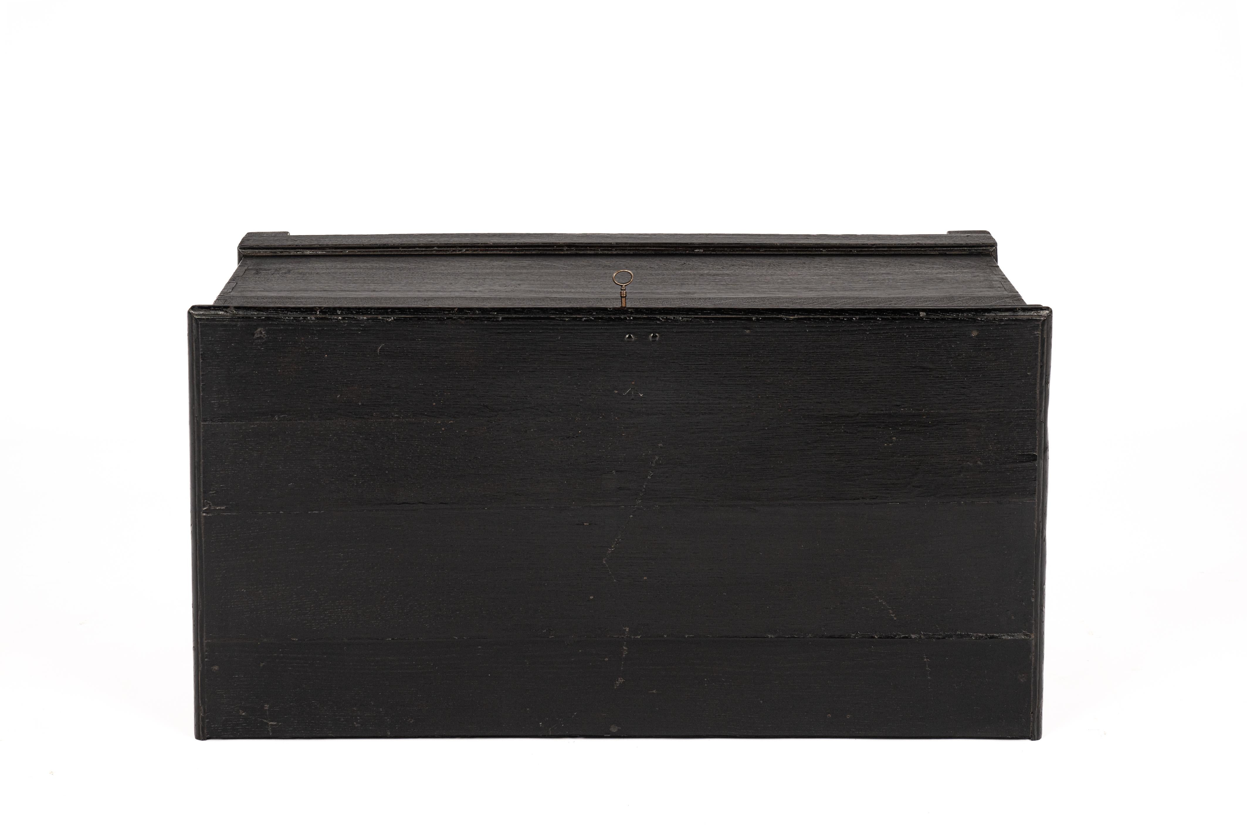 Antique 19th-century West German black oak blanket chest trunk or coffer For Sale 1