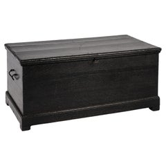 Used 19th-century West German black oak blanket chest trunk or coffer