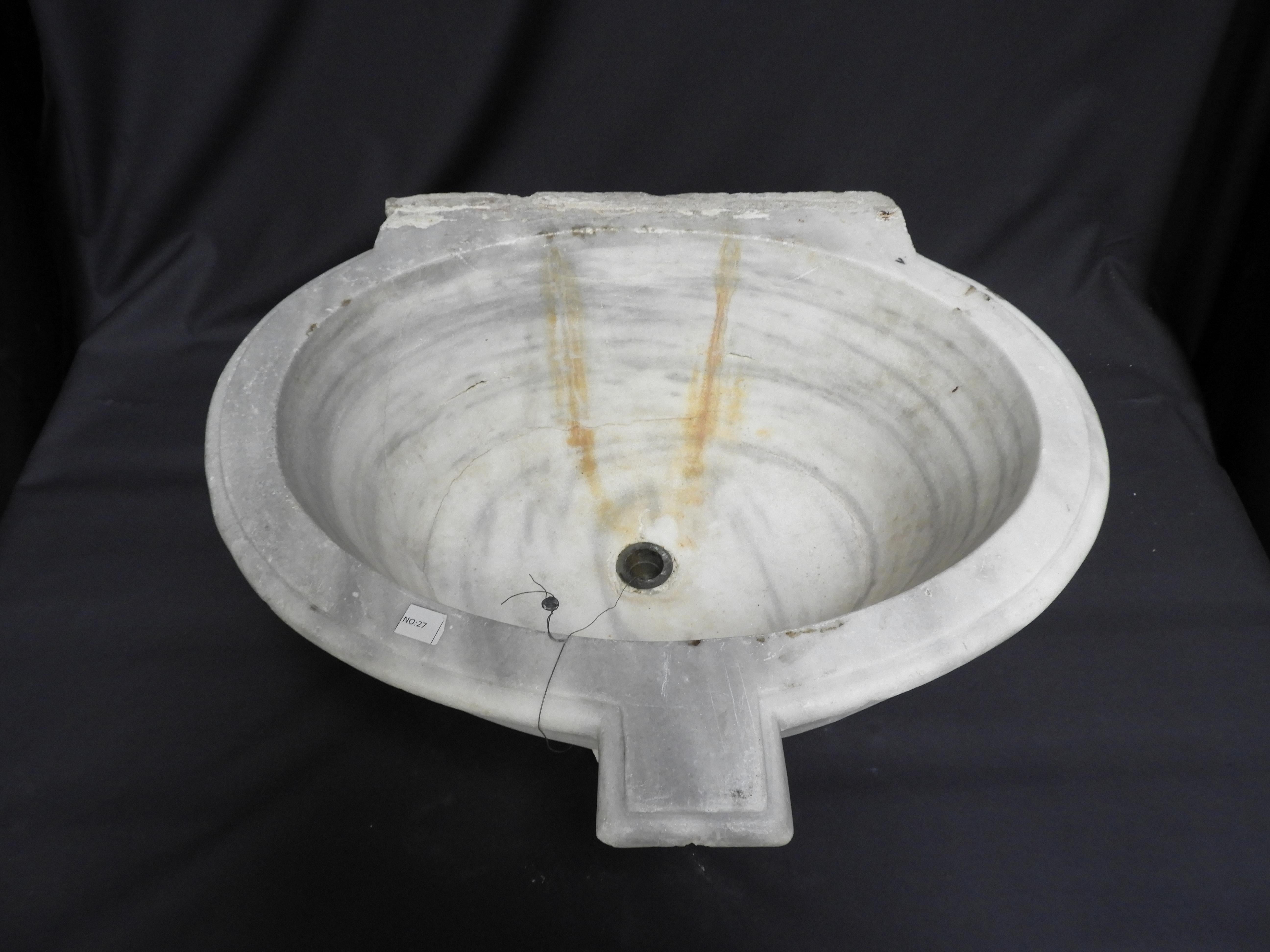 Turkish Antique 19th Century White Marble Sink For Sale