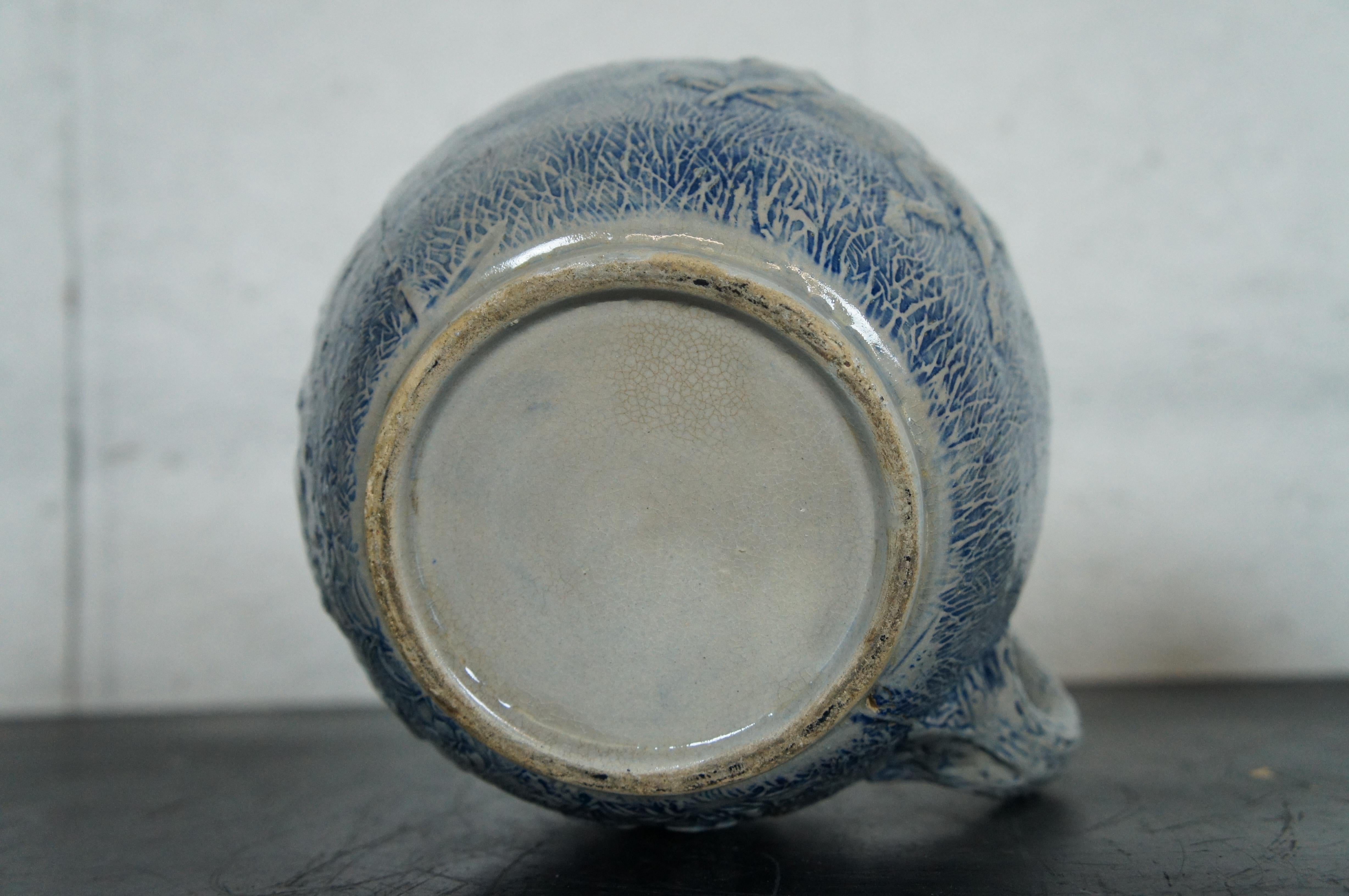Antique 19th Century Whites Utica Stoneware Salt Glaze Stag Hunt Pitcher Ewer 9