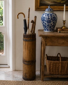 19th Century Wood and Iron Tall Bucket Umbrella Stand
