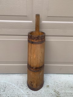Antique 19th Century Wood and Iron Tall Bucket or Umbrella Stand
