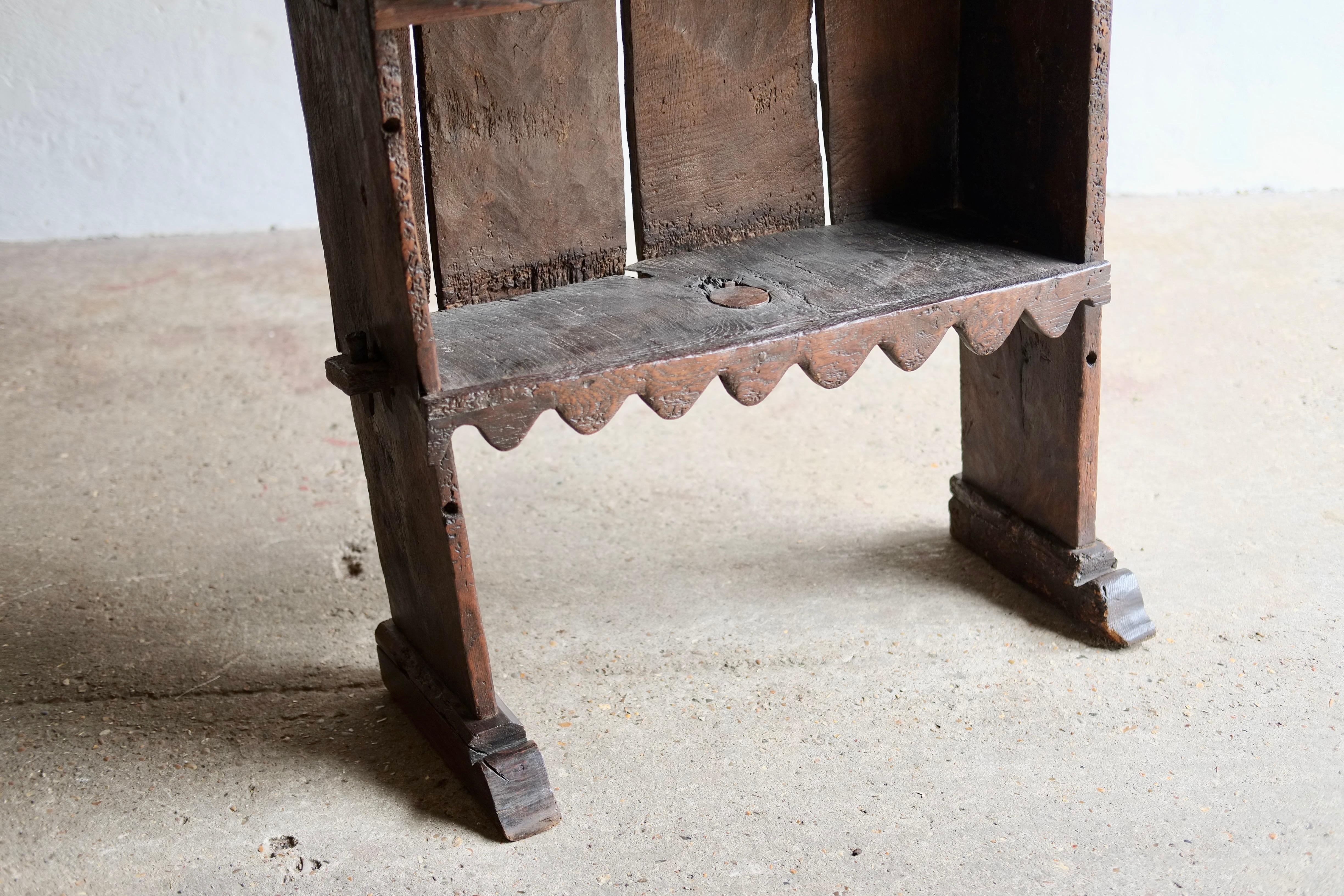 French Unique Antique 19th Century Wood Folk Cabinet / Shelves, France For Sale