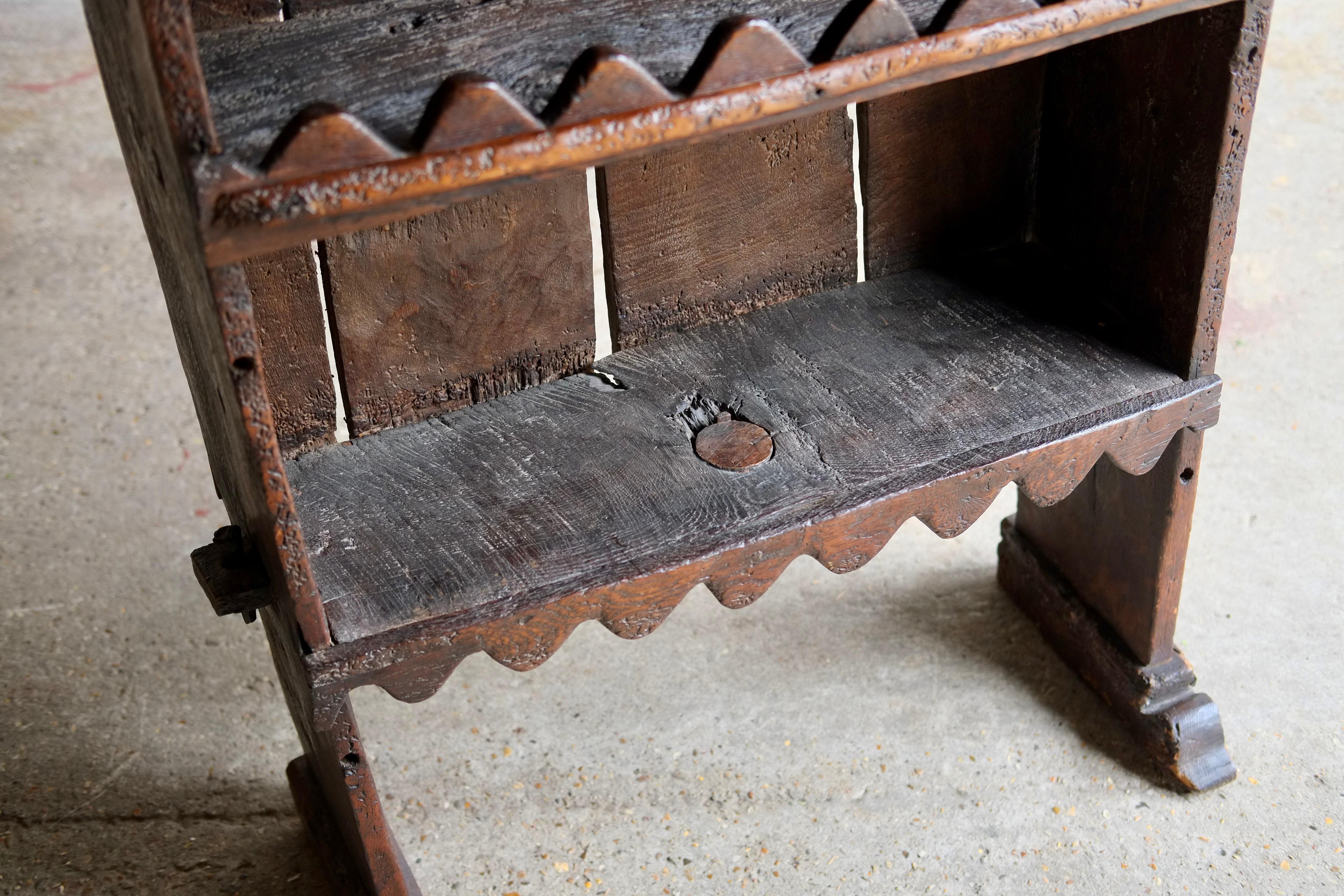 Unique Antique 19th Century Wood Folk Cabinet / Shelves, France For Sale 2