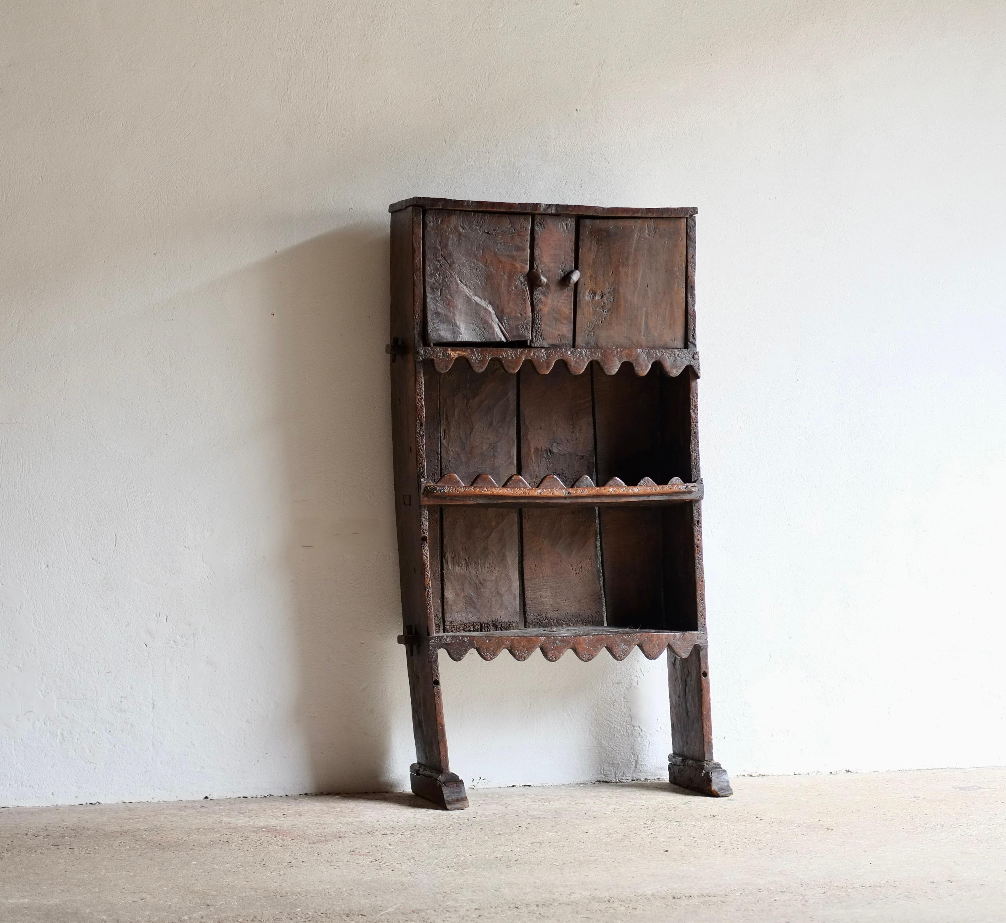 Unique Antique 19th Century Wood Folk Cabinet / Shelves, France For Sale 4