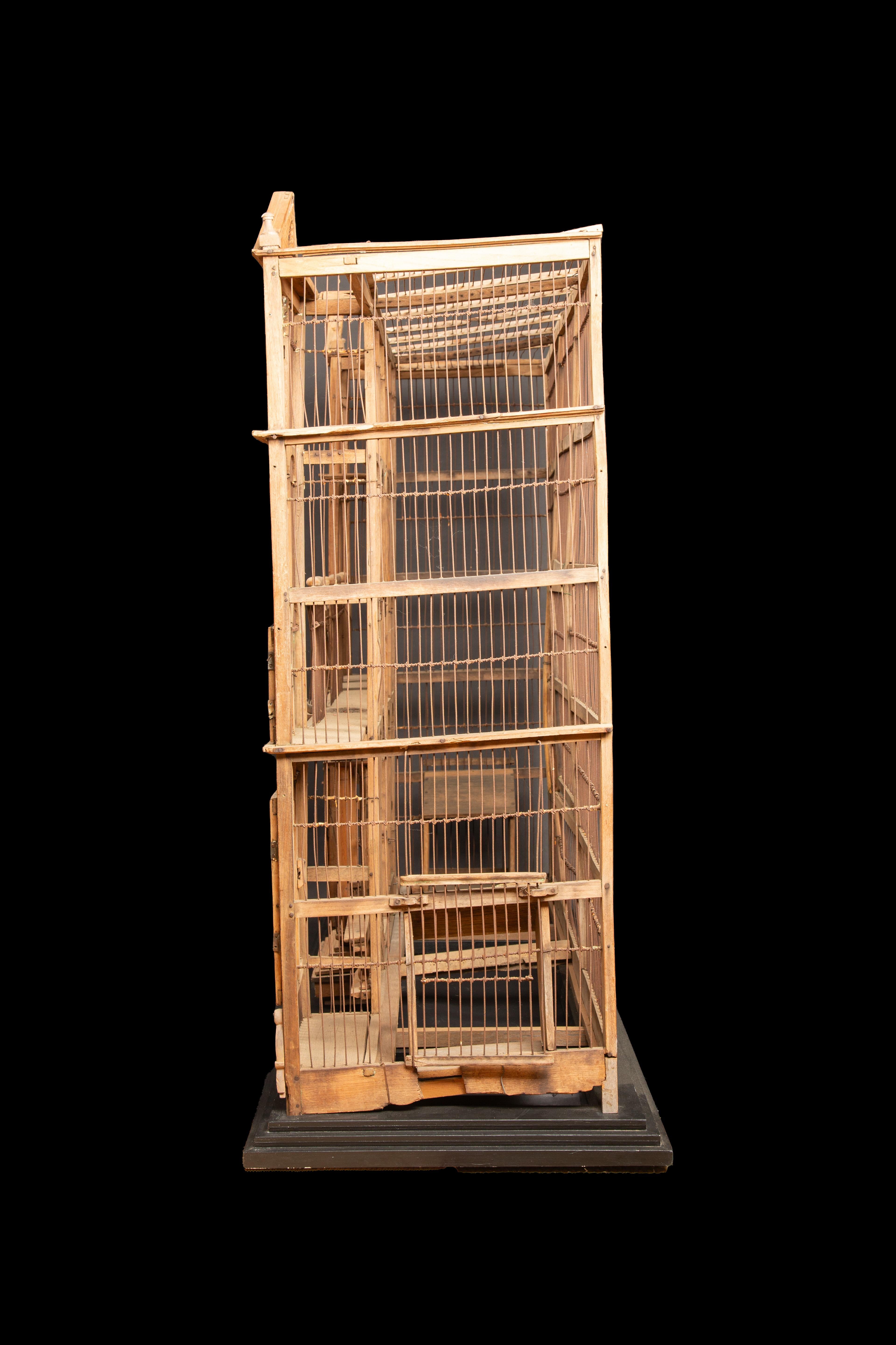 Antique 19th Century Wood & Wire Manor House Bird Cage: Timeless Elegance For Sale 8