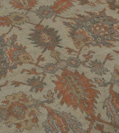 Antique 19th Century Wool Hand-Knotted Floral Anatolian Oushak Rug