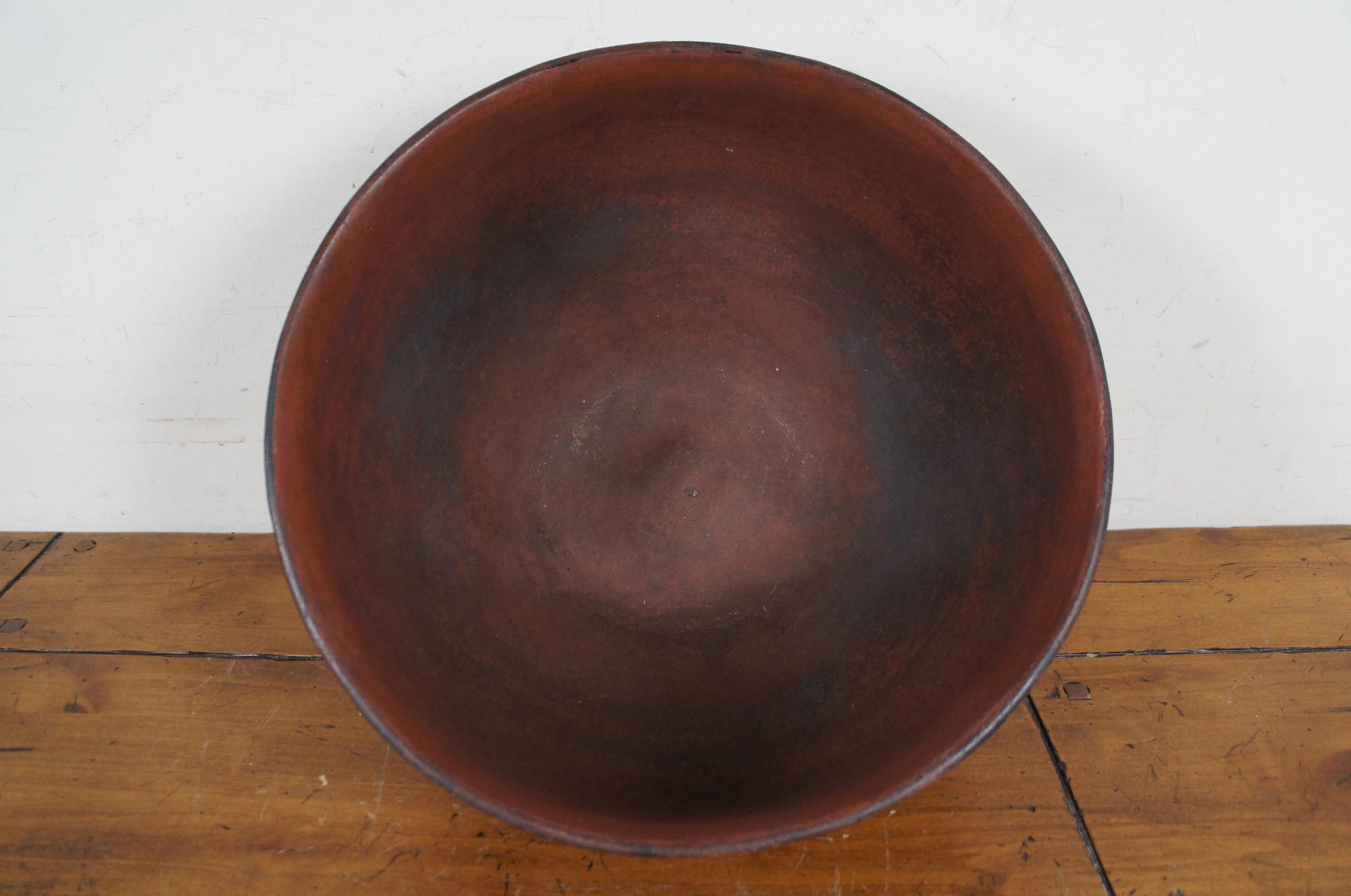 Late 19th Century Antique 19th Century Zia Pueblo Southwestern Polychrome Pottery Dough Bowl 16