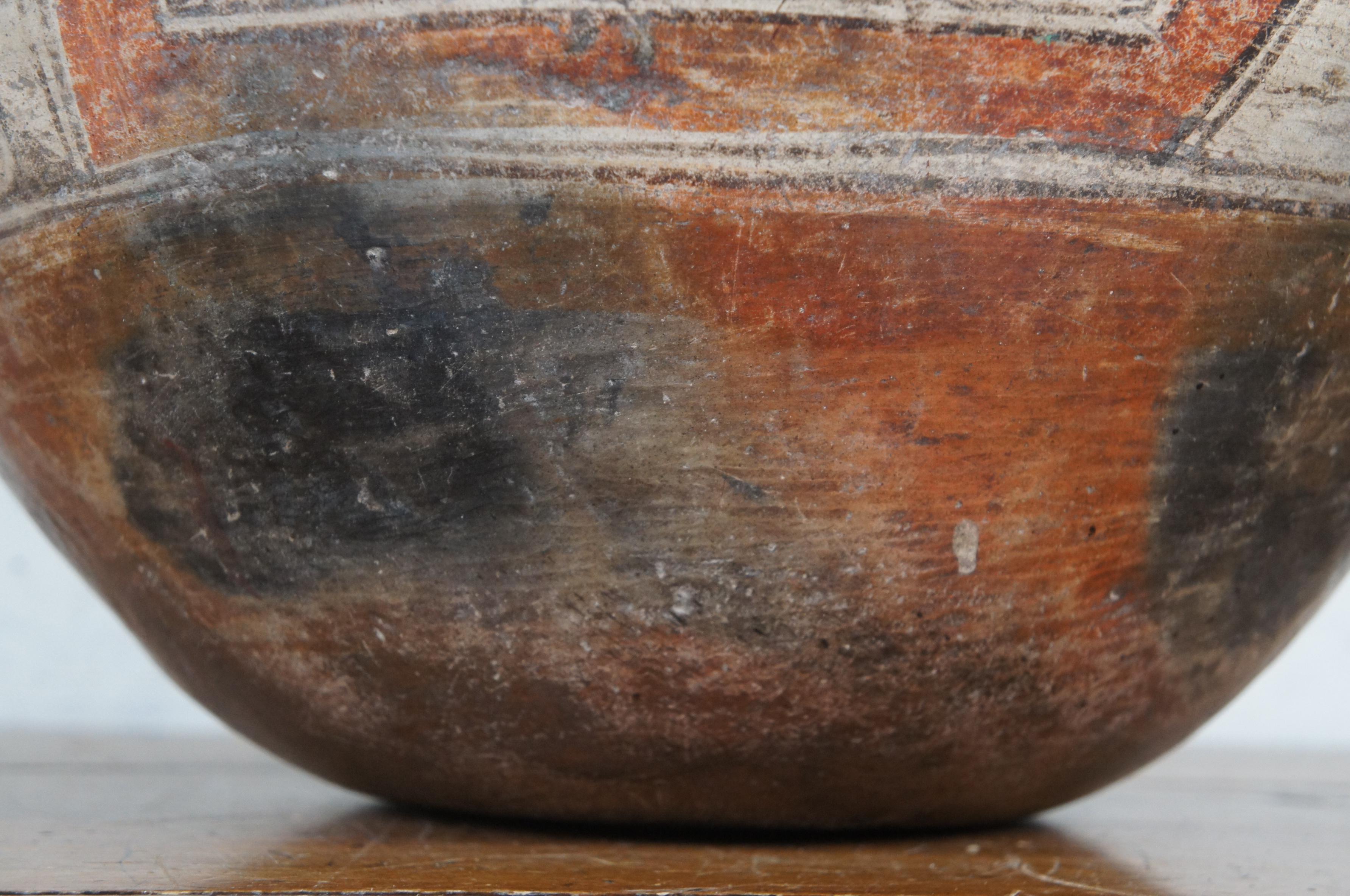 Antique 19th Century Zia Pueblo Southwestern Polychrome Pottery Dough Bowl 16