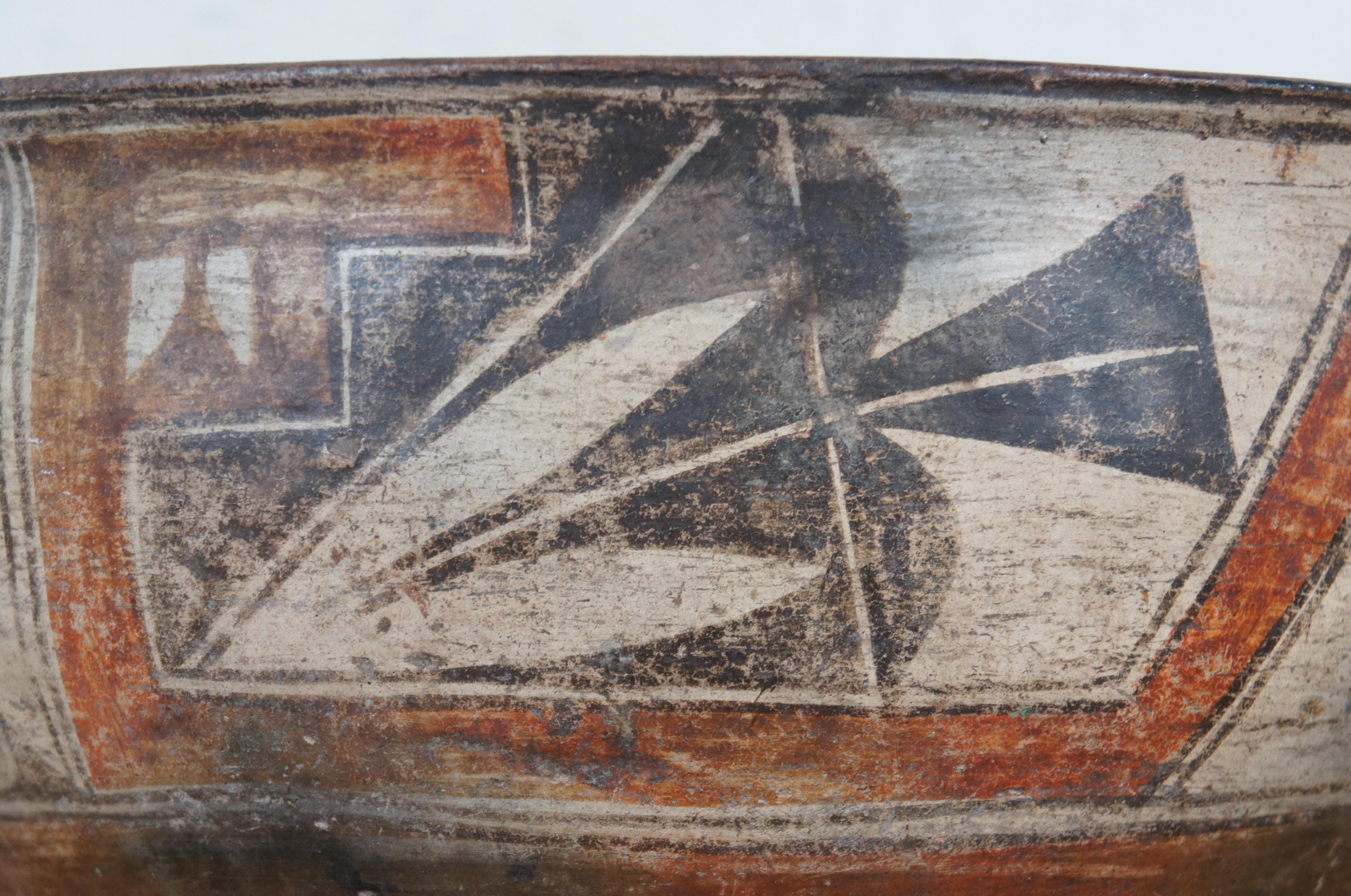 Antique 19th Century Zia Pueblo Southwestern Polychrome Pottery Dough Bowl 16