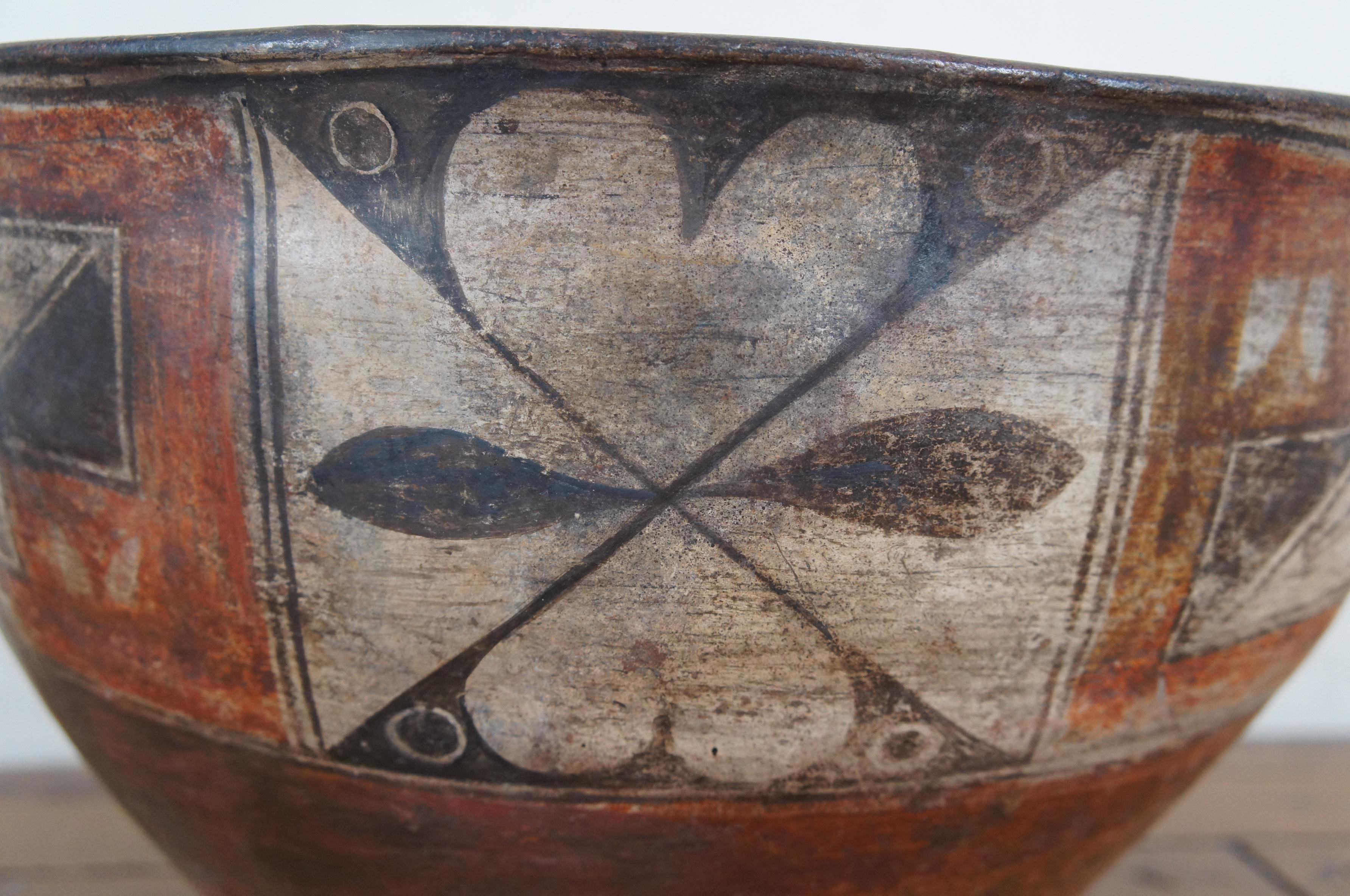 Antique 19th Century Zia Pueblo Southwestern Polychrome Pottery Dough Bowl 16