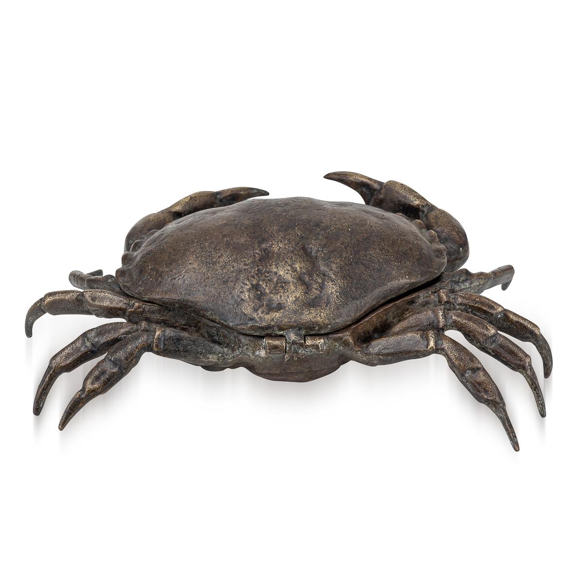 Britannique Ancienne boîte à caviar en bronze victorienne en forme de crabe du 19e siècle c.1885 en vente