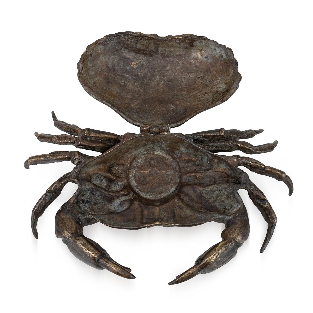 20ième siècle Ancienne boîte à caviar en bronze victorienne en forme de crabe du 19e siècle c.1885 en vente