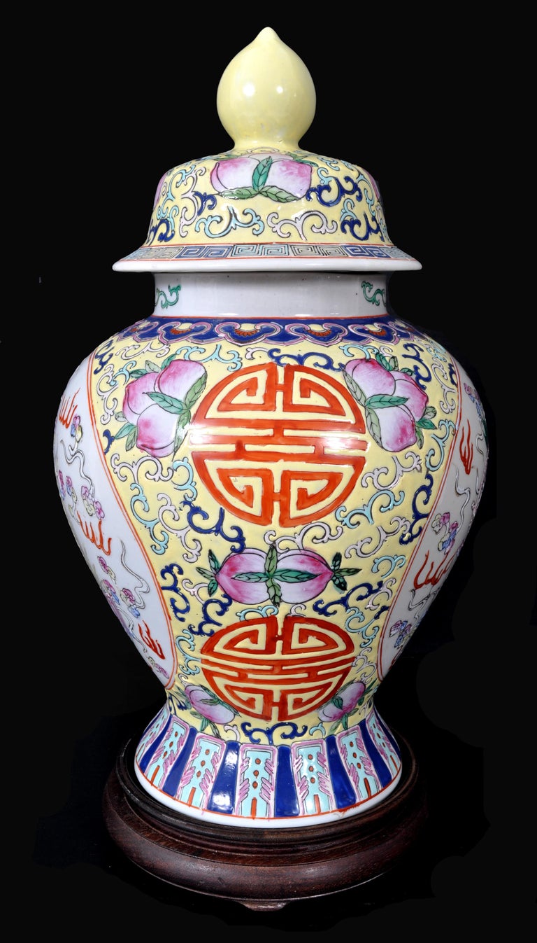 19th Century Chinese Qing Dynasty Imperial Porcelain Lidded Ginger Jar