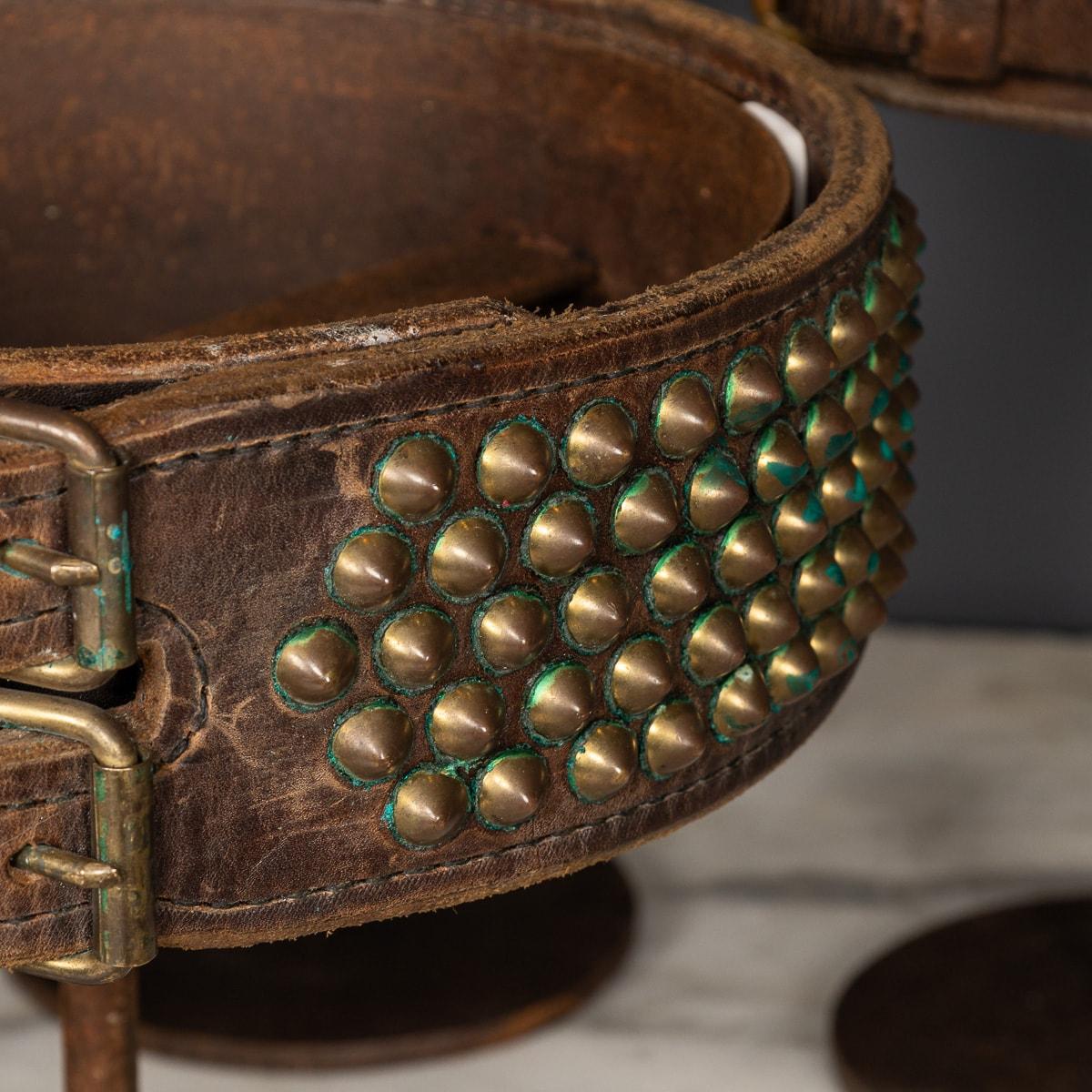 Antico XIX  Collection'S di sette collari per cani in pelle e metallo su supporto c.1800 in vendita 7