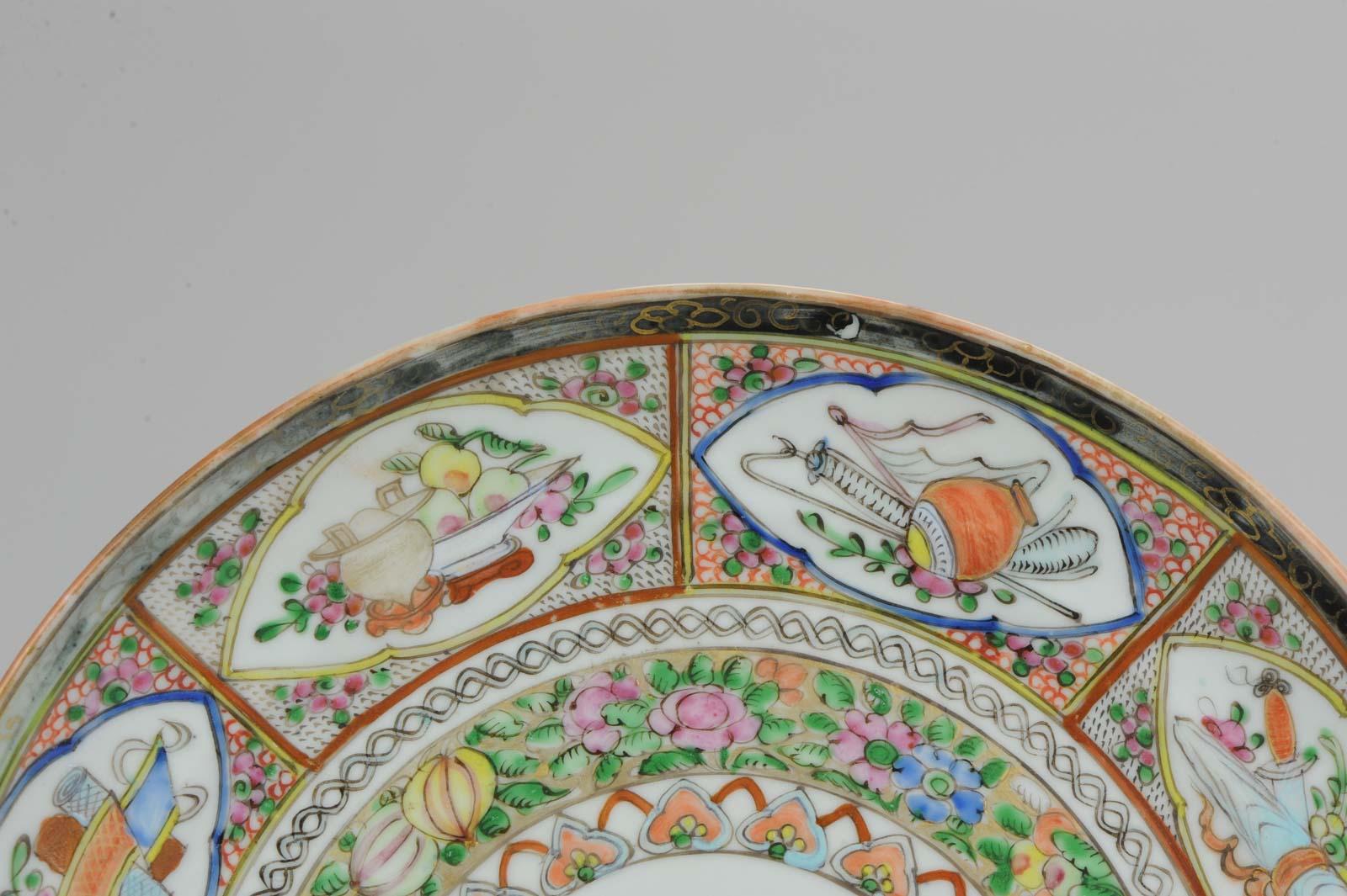 Assiette oiseau cantonaise ancienne 19ème-début 20ème siècle en porcelaine chinoise en vente 3