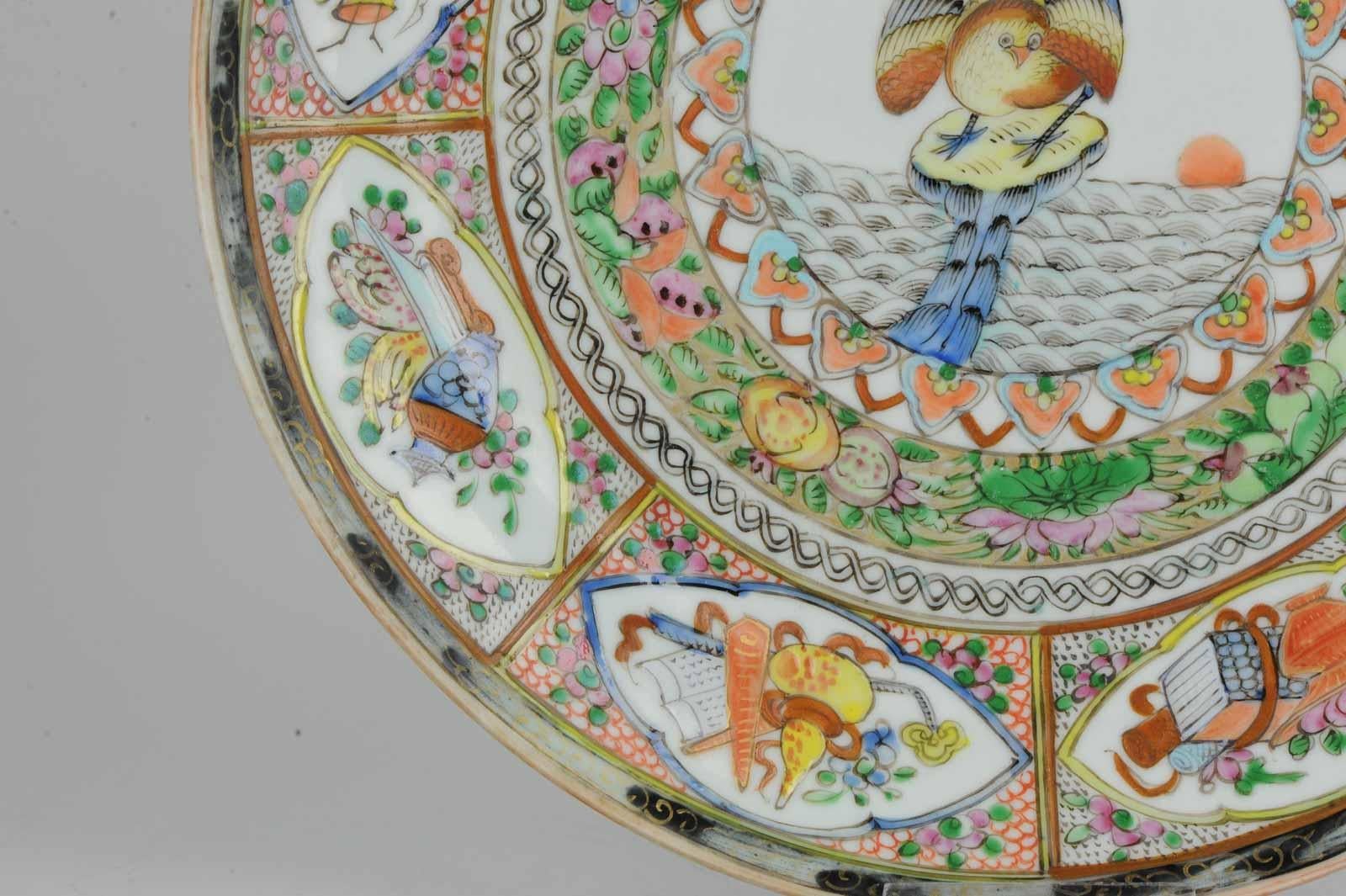 Assiette oiseau cantonaise ancienne 19ème-début 20ème siècle en porcelaine chinoise en vente 5