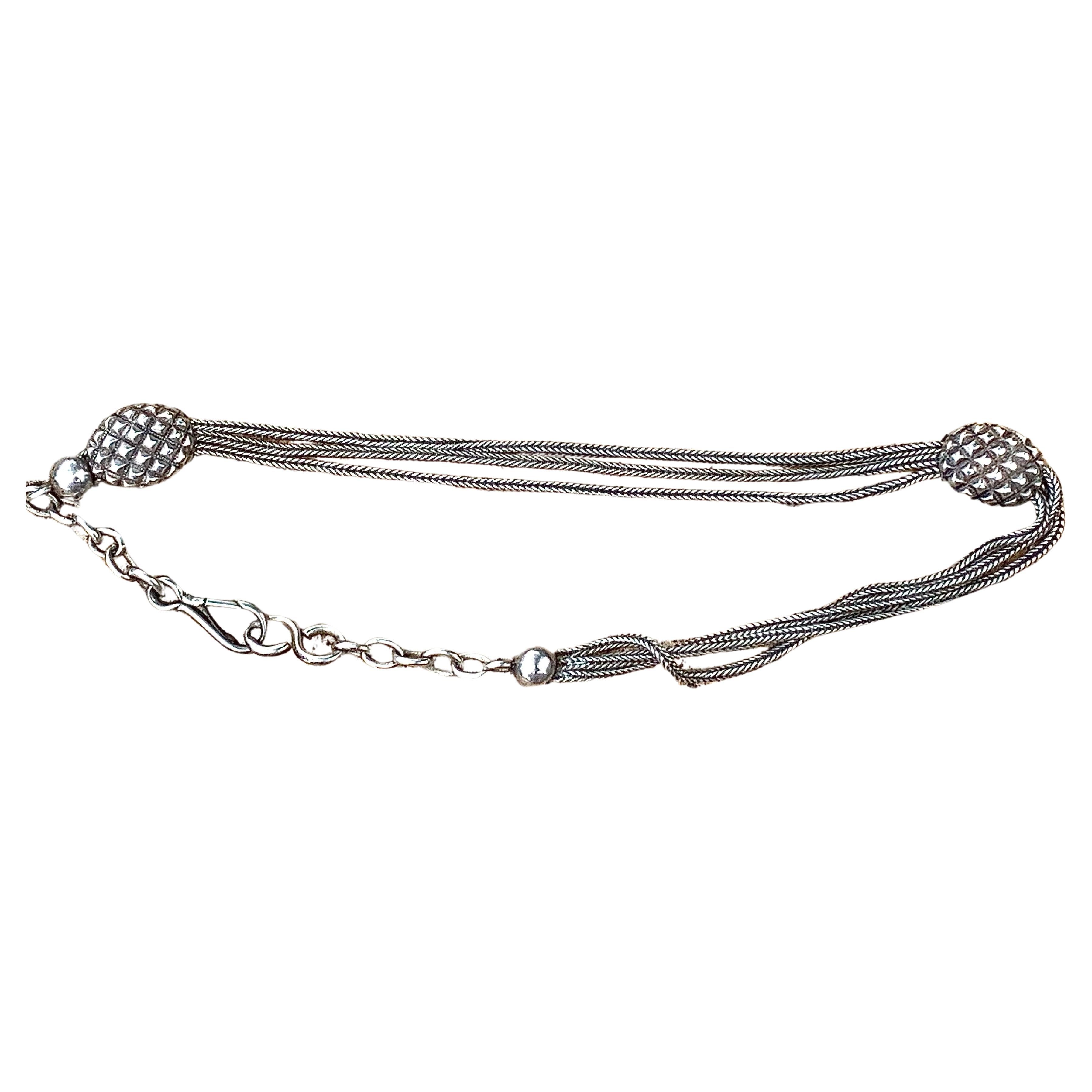 Antique 19th French Century Gentleman's Silver Watch Chain Waist Coat Ornament