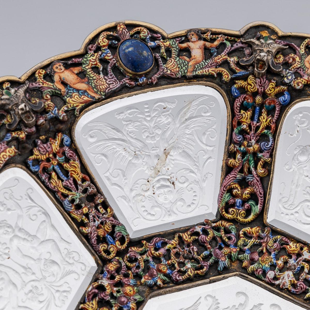 Antique 19thC Austrian Silver, Enamel & Rock Crystal Dish by Rudolf Linke c.1890 For Sale 1