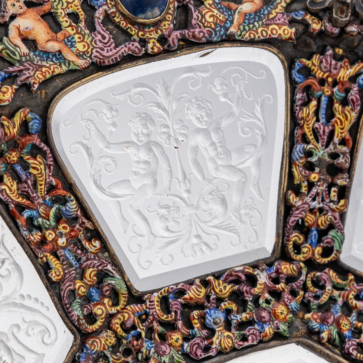 Antike österreichische Schale aus Silber, Emaille und Bergkristall aus dem 19. Jahrhundert von Rudolf Linke, um 1890 im Angebot 1