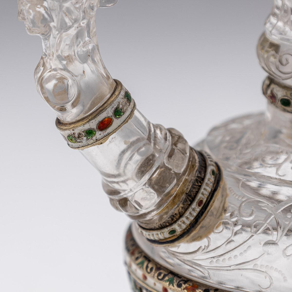 Antike österreichische Silber-, Emaille- und Bergkristall-Kanne aus dem 19. Jahrhundert, Rudolf Linke um 1890 im Angebot 7
