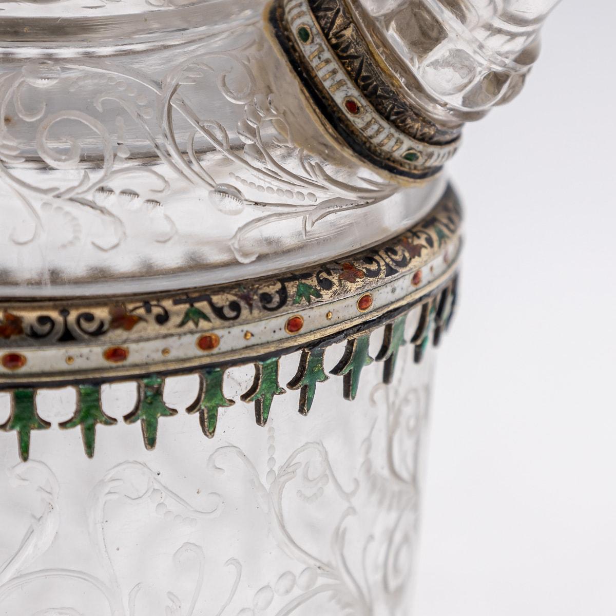 Antike österreichische Silber-, Emaille- und Bergkristall-Kanne aus dem 19. Jahrhundert, Rudolf Linke um 1890 im Angebot 8
