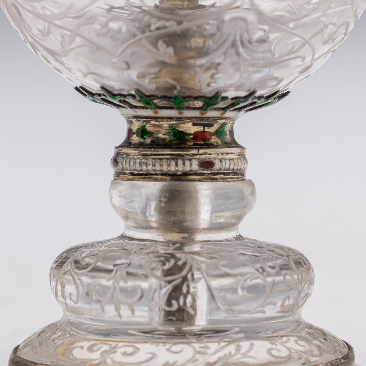 Antiguo aguamanil austriaco del siglo XIX de plata, esmalte y cristal de roca, Rudolf Linke c.1890 en venta 11