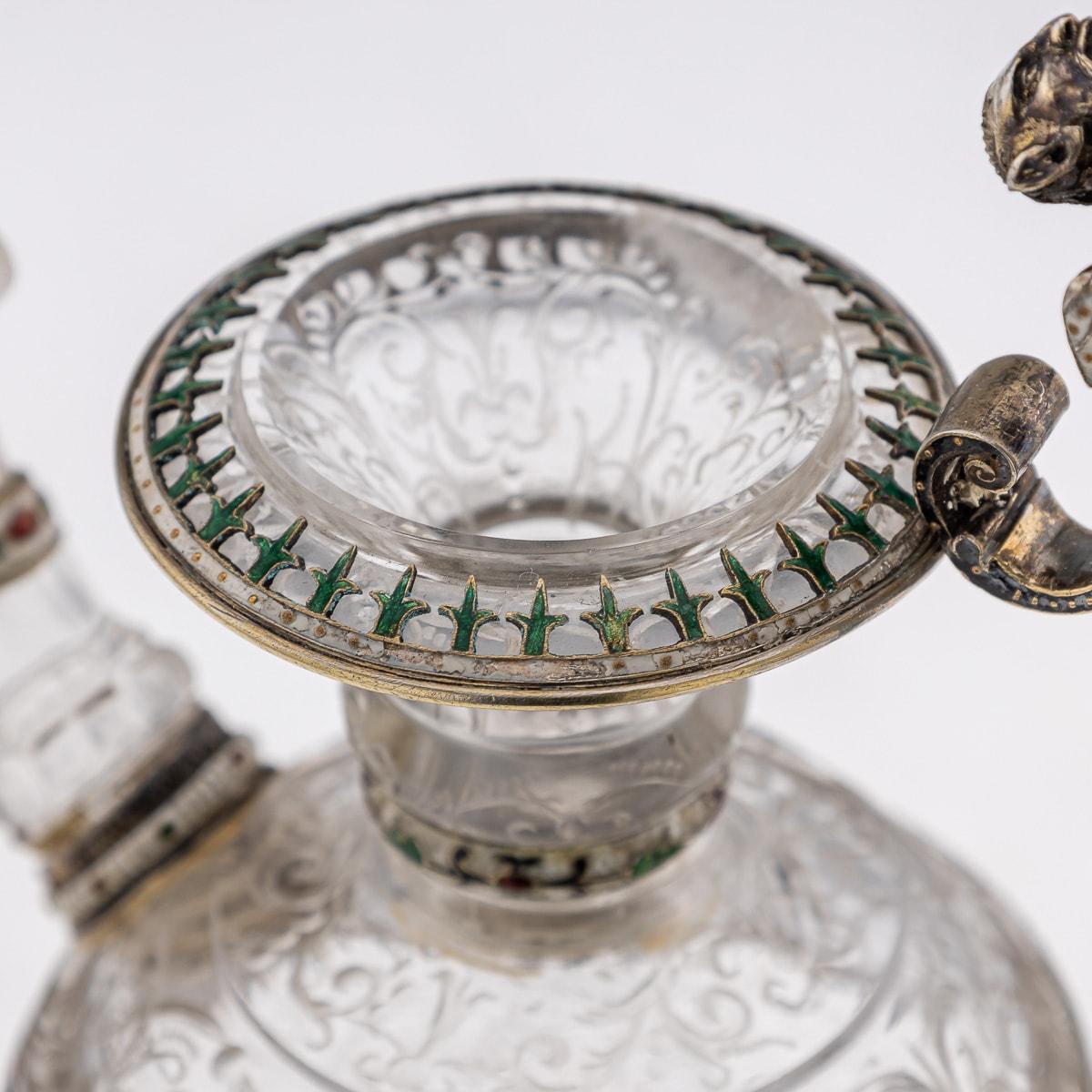 Antike österreichische Silber-, Emaille- und Bergkristall-Kanne aus dem 19. Jahrhundert, Rudolf Linke um 1890 im Angebot 2