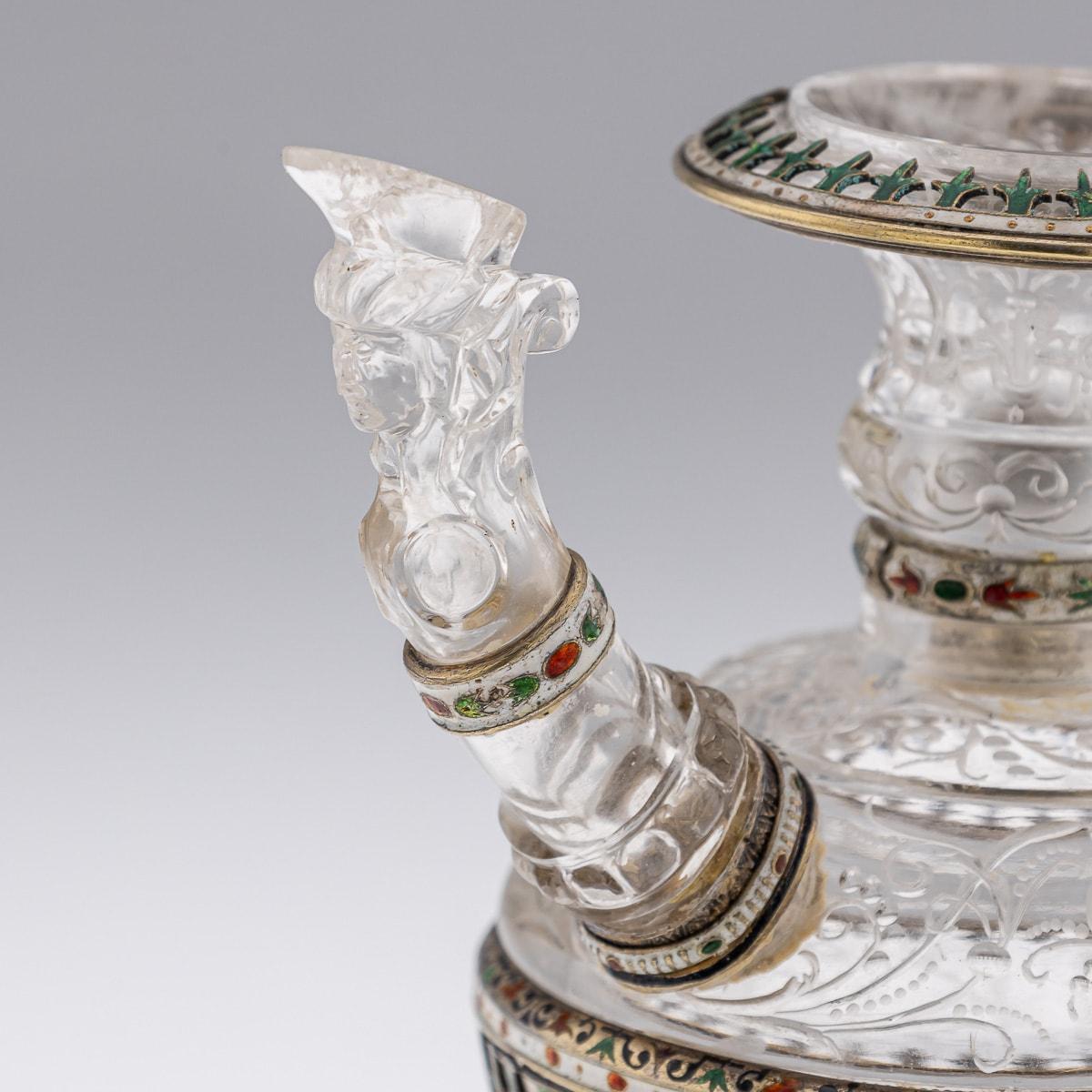 Antike österreichische Silber-, Emaille- und Bergkristall-Kanne aus dem 19. Jahrhundert, Rudolf Linke um 1890 im Angebot 3