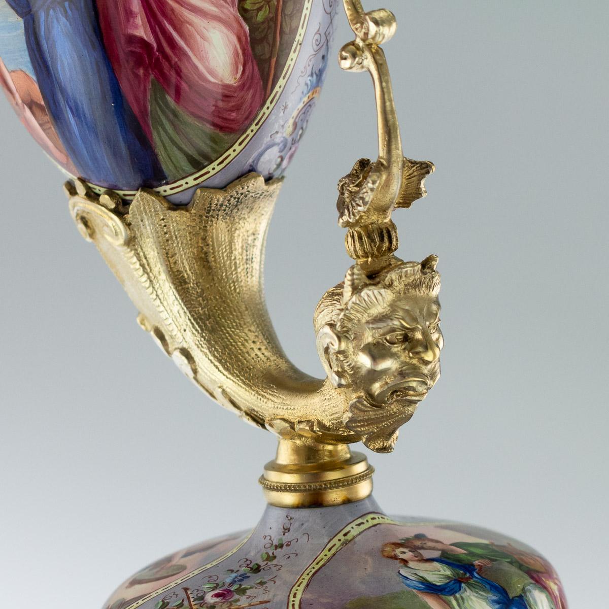 Antique Austrian Solid Silver-Gilt and Enamel Ewer, Ludwig Politzer, circa 1890 6