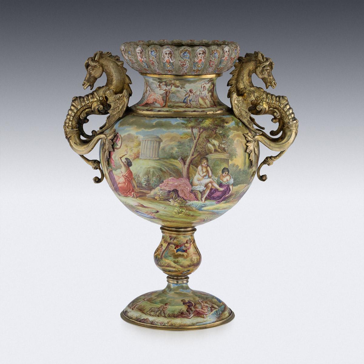 19th Century Austrian Solid Silver-Gilt & Enamel Vase, Hermann Bohm, circa 1880 In Good Condition In Royal Tunbridge Wells, Kent
