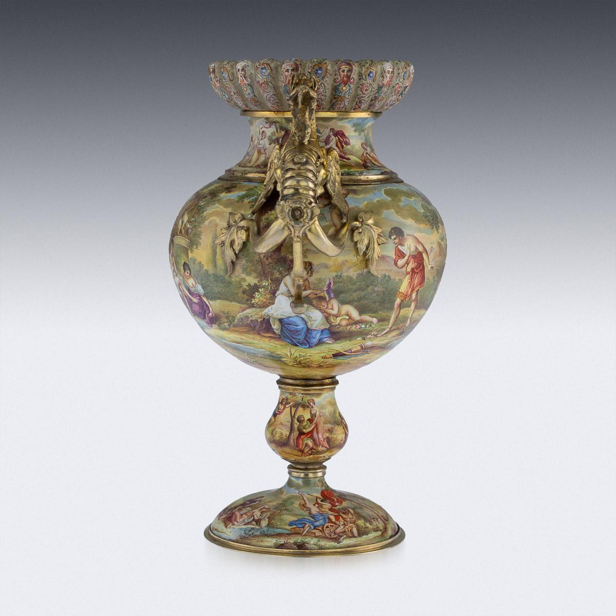 19th Century Austrian Solid Silver-Gilt & Enamel Vase, Hermann Bohm, circa 1880 1
