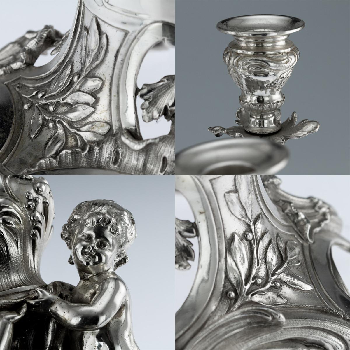 Antique Austrian Solid Silver Pair of Candelabra, Wurbel & Szokally, circa 1890 5