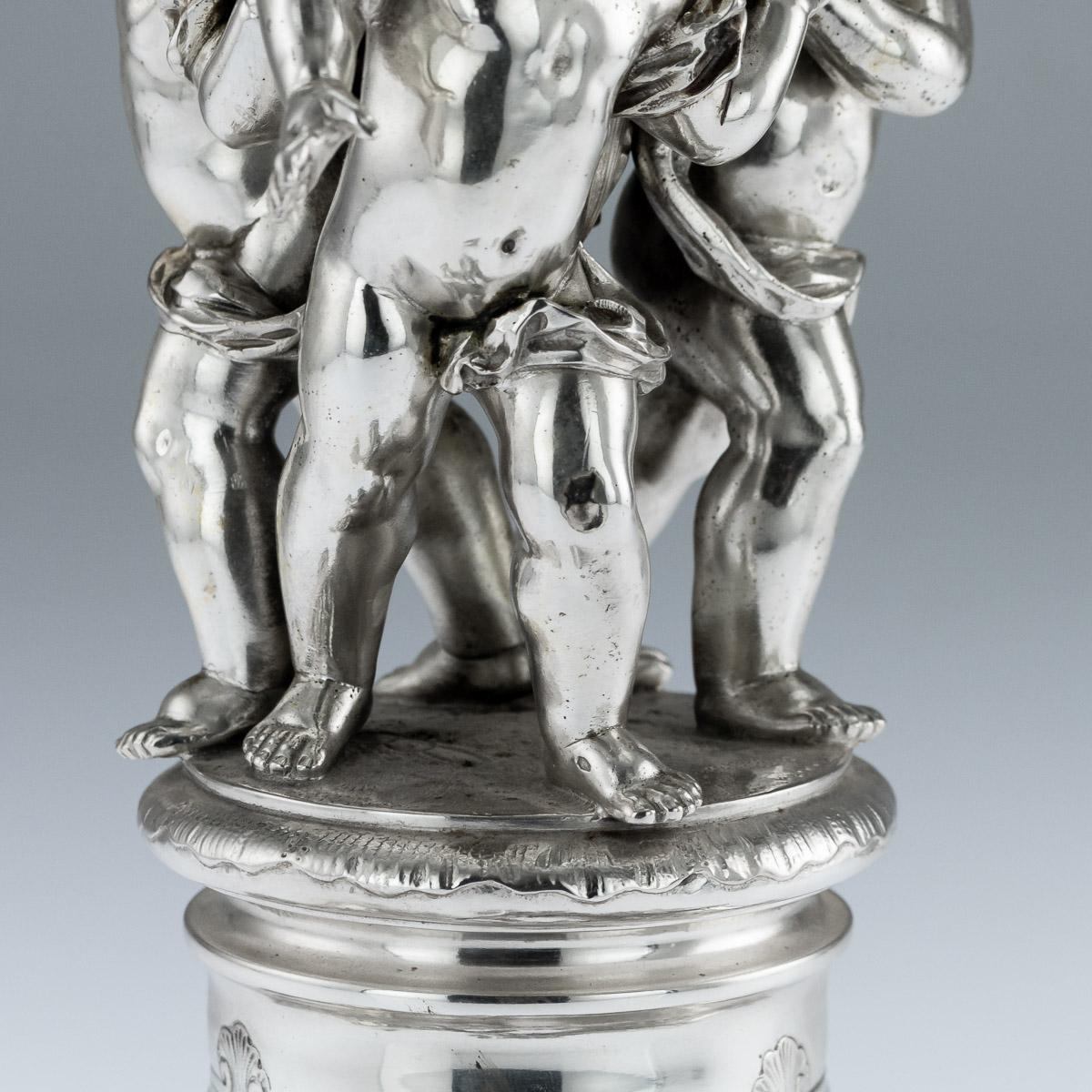 Antique Austrian Solid Silver Pair of Candelabra, Wurbel & Szokally, circa 1890 3