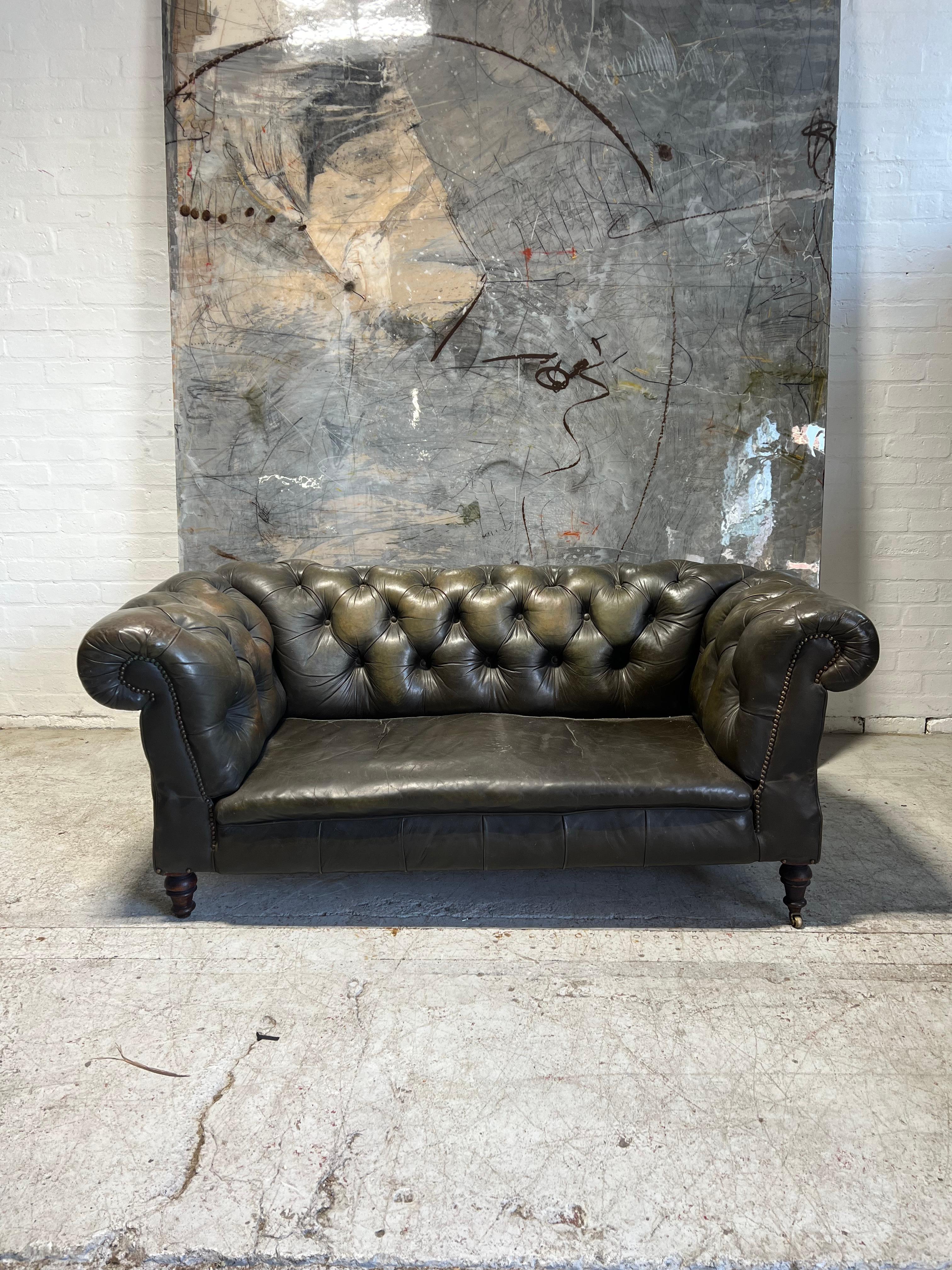 As a Lapada dealer and furniture maker, I always have a very good selection of pieces in stock with a wide range of price points.

A very rare find indeed.  Well functioning and beautiful patina.

This double drop arm chesterfield has such