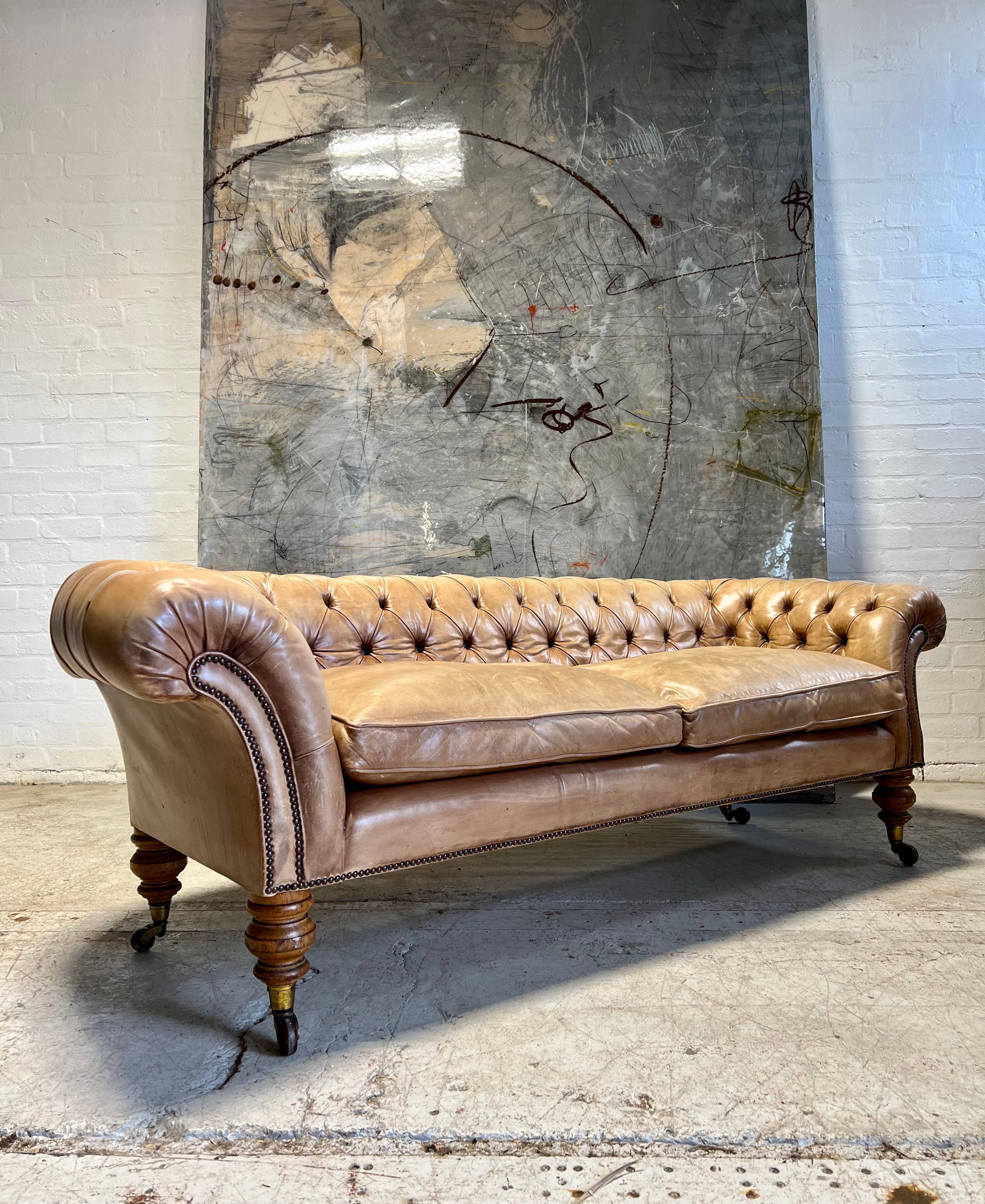 As a Lapada dealer and furniture maker, I always have a very good selection of pieces in stock with a wide range of price points.

This really is a beautiful 19thC Chesterfield sofa which has been previously restored into hand dyed parchment