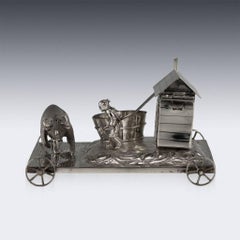 Set de condiments anciens en argent massif d'exportation chinoise, circa 1890
