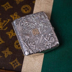 Antique 19thC Chinese Export Solid Silver Cigarette Case, Hung Chong & Co c.1900