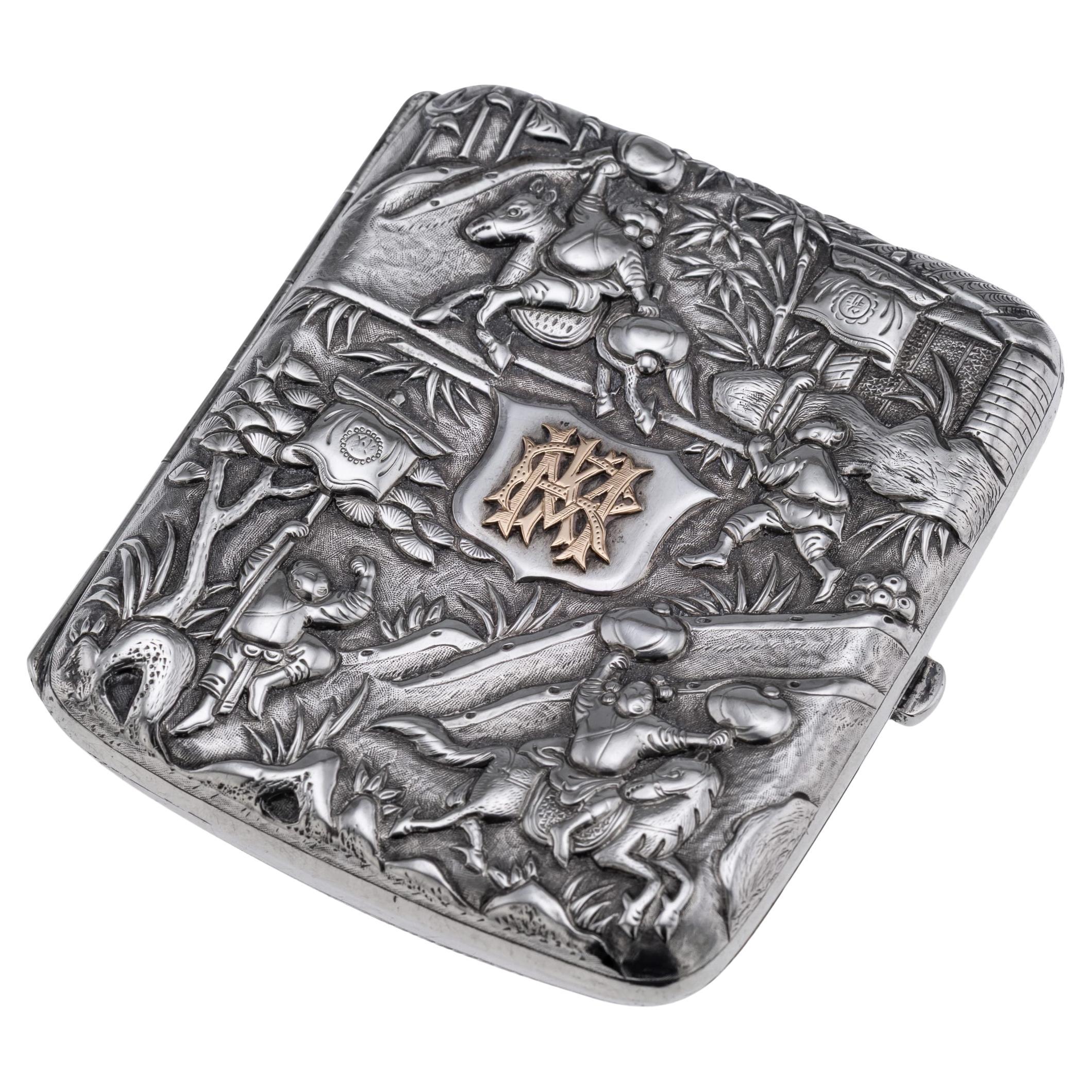 etui cigarette argent  cigarettes en 835. Epoque Art-Dco. Cabochon. Poids : 209,4 gr in Belgium Boucheron | tui  cigarette
