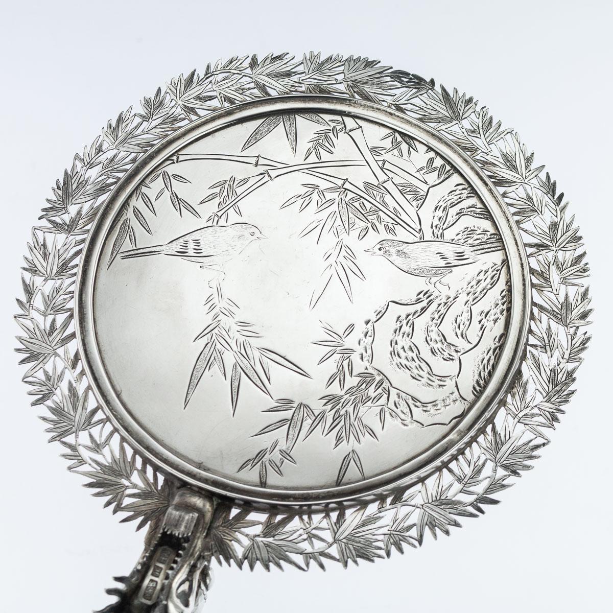 19th Century Chinese Export Solid Silver Hand Mirror Wang Hing, circa 1880 7