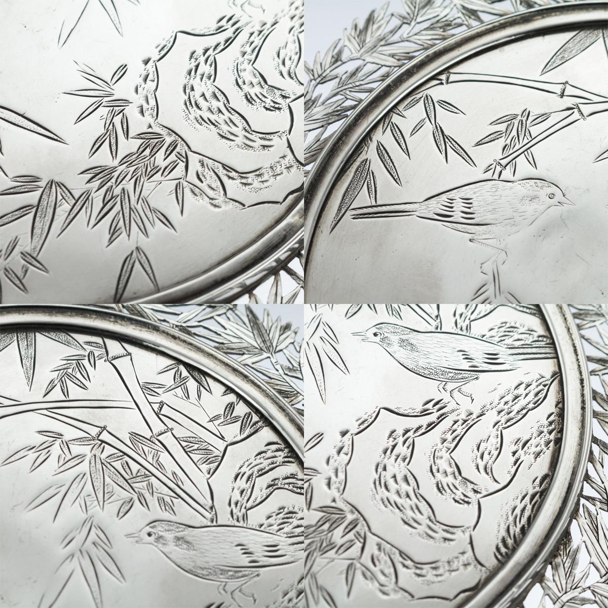 19th Century Chinese Export Solid Silver Hand Mirror Wang Hing, circa 1880 8