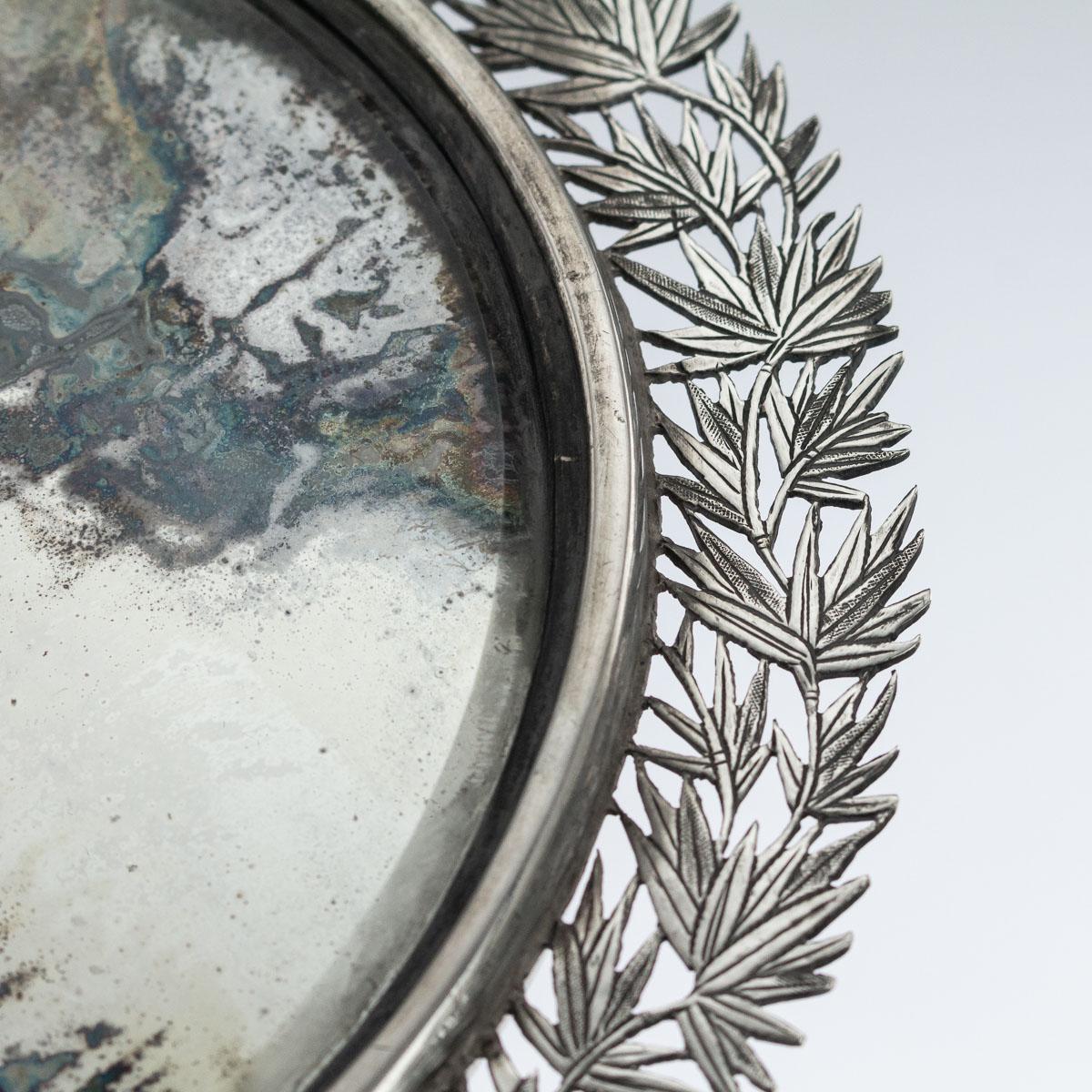 19th Century Chinese Export Solid Silver Hand Mirror Wang Hing, circa 1880 1