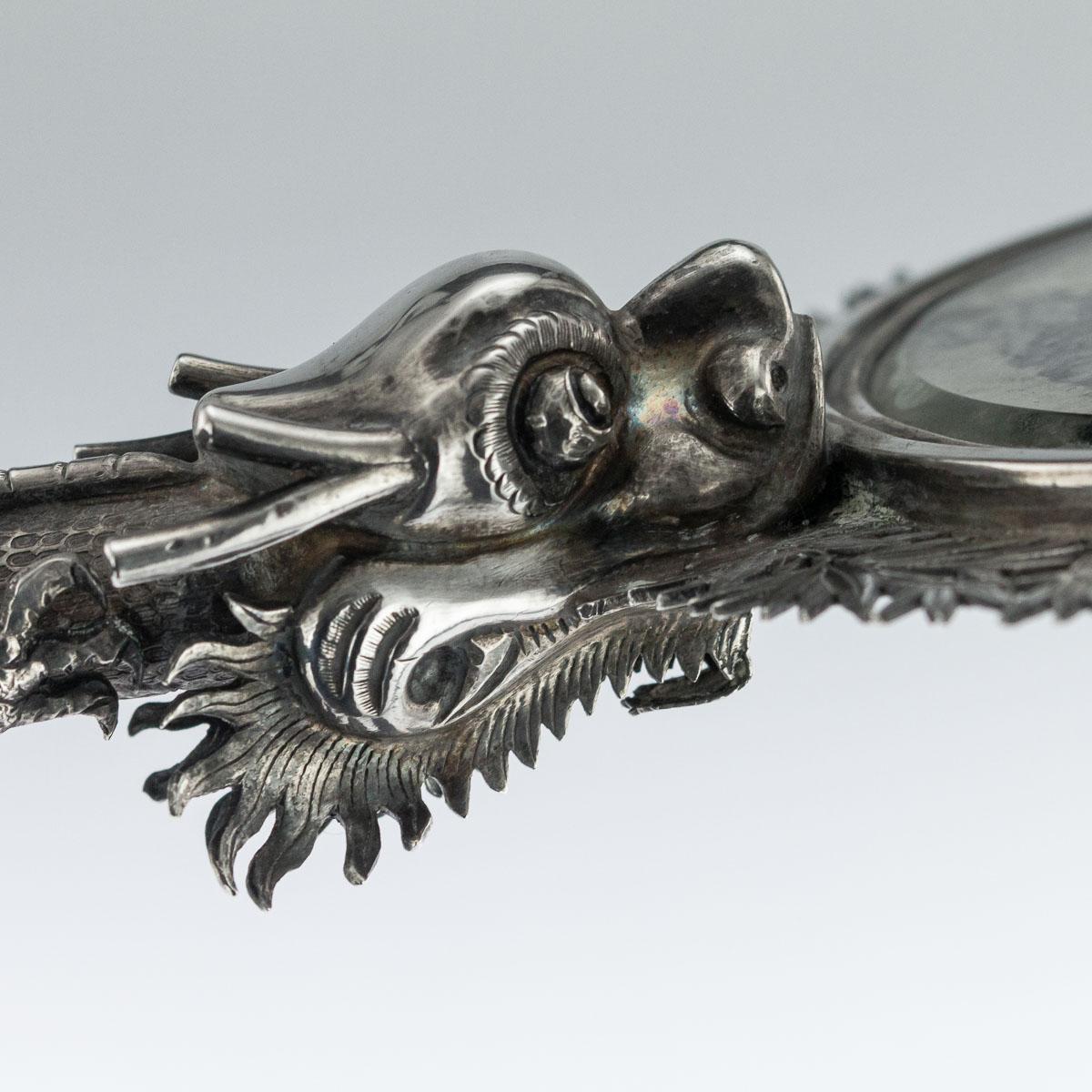 19th Century Chinese Export Solid Silver Hand Mirror Wang Hing, circa 1880 2
